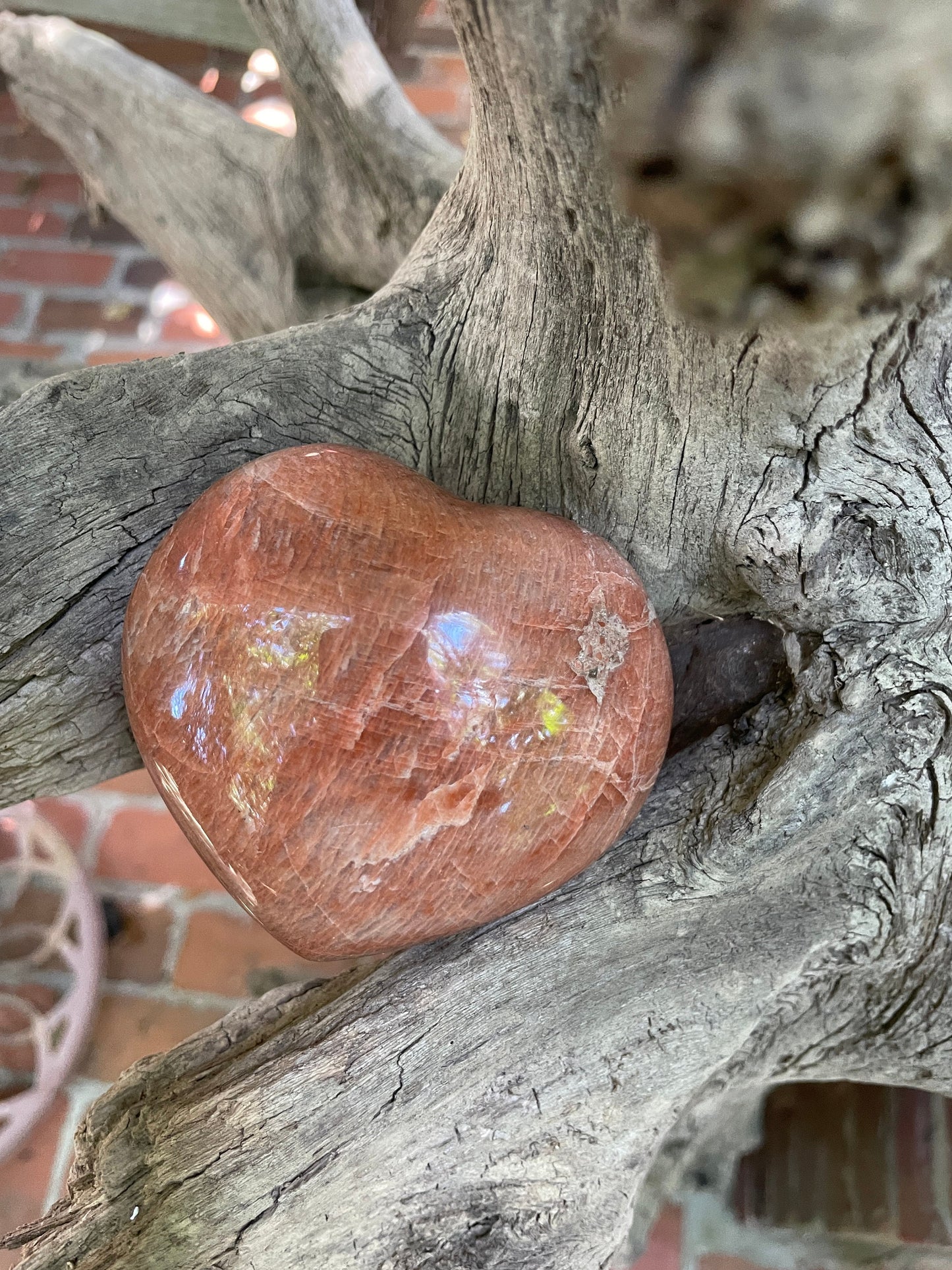 Peach Moonstone  Polished Heart 356g Specimen From Madagascar Minerals Crystals