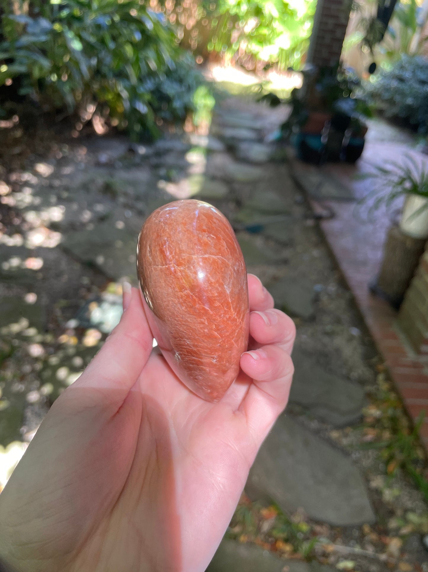 Peach Moonstone  Polished Heart 356g Specimen From Madagascar Minerals Crystals