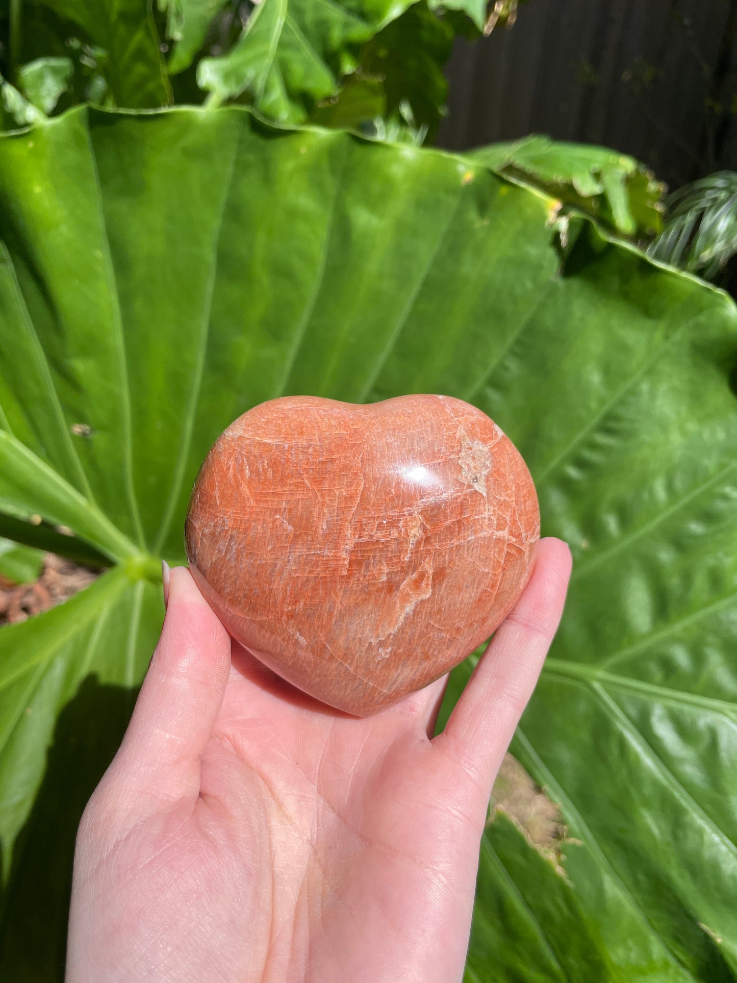 Peach Moonstone  Polished Heart 356g Specimen From Madagascar Minerals Crystals