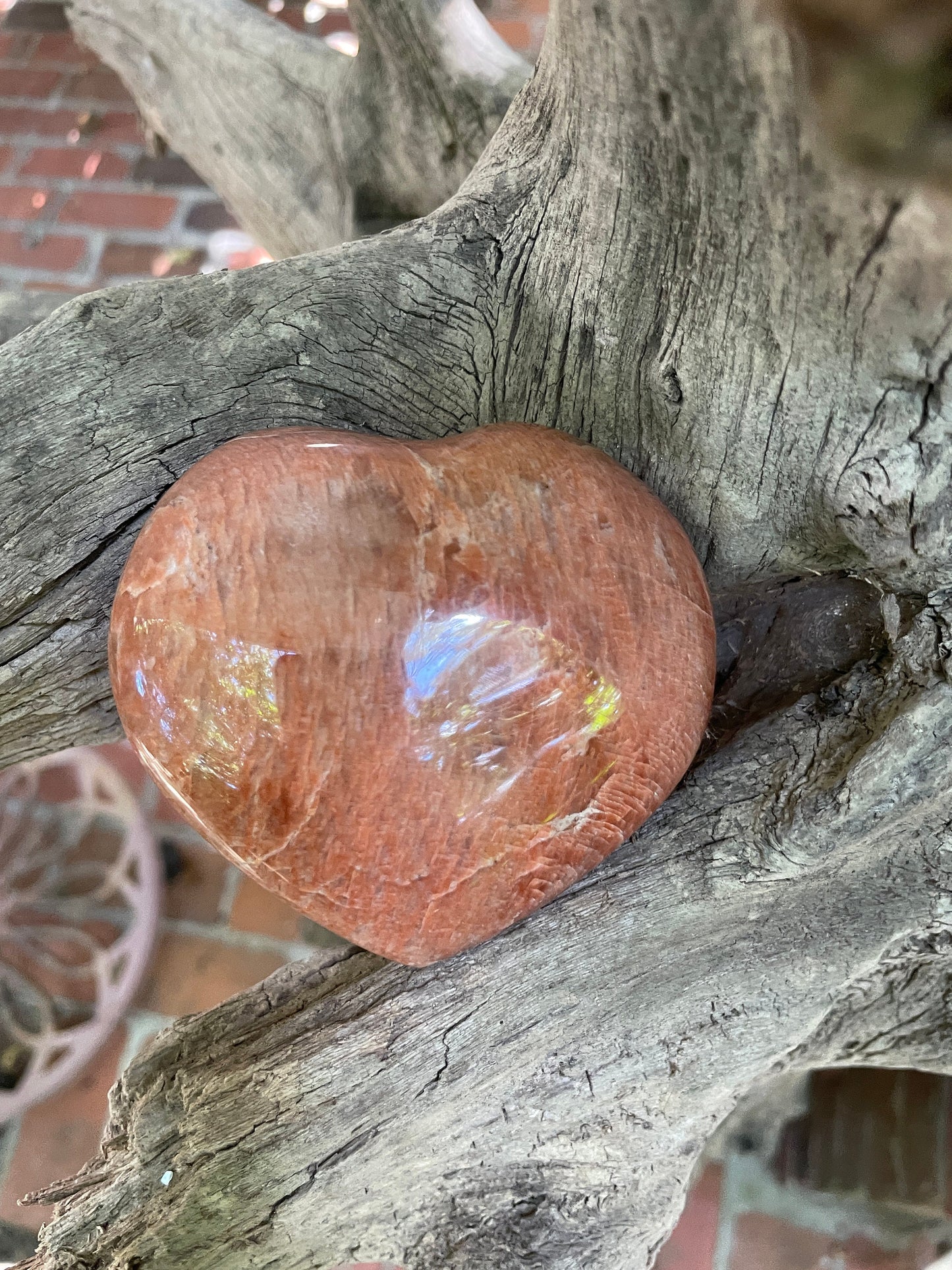 Peach Moonstone  Polished Heart 356g Specimen From Madagascar Minerals Crystals