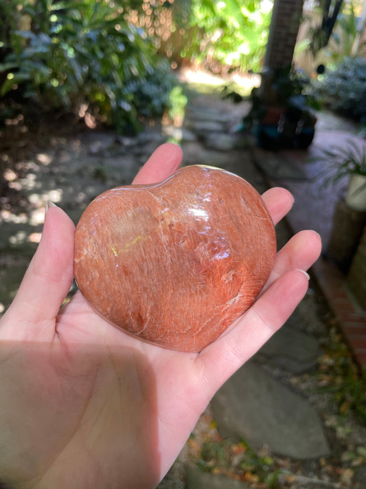 Peach Moonstone  Polished Heart 356g Specimen From Madagascar Minerals Crystals