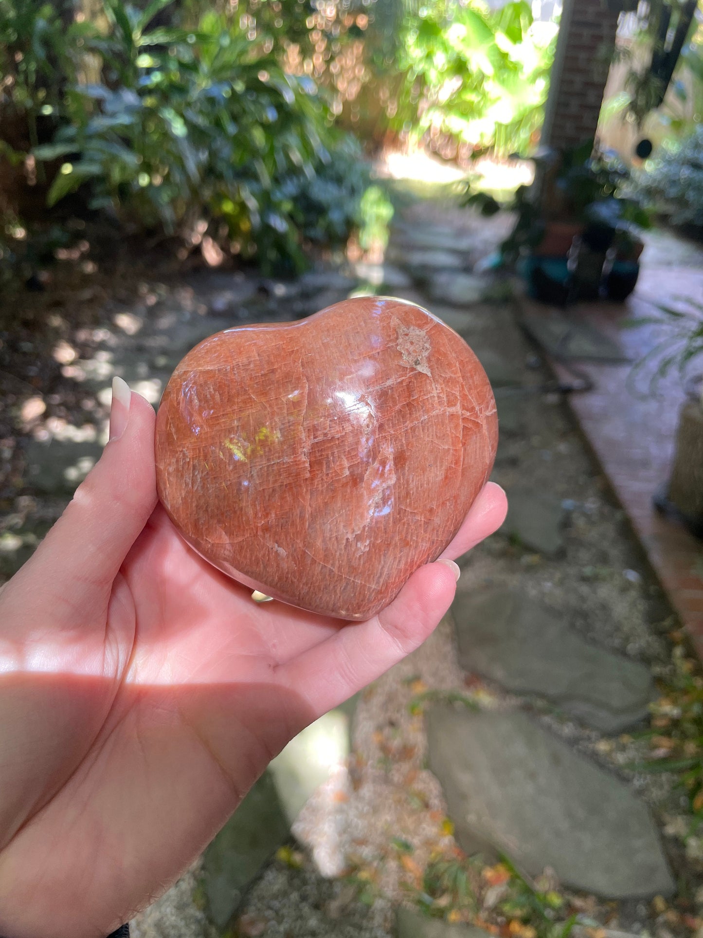 Peach Moonstone  Polished Heart 356g Specimen From Madagascar Minerals Crystals