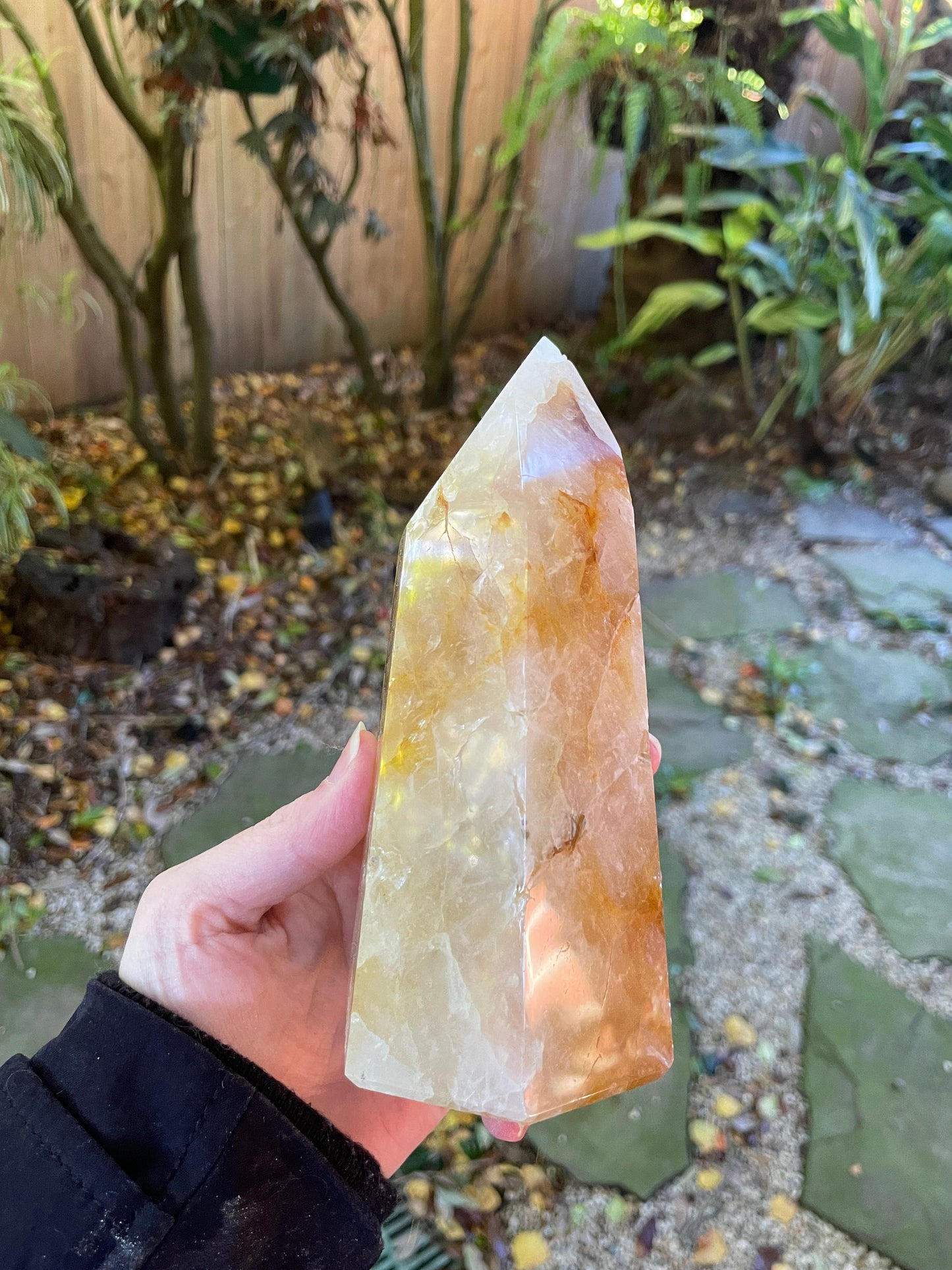 Yellow Golden Healer/Hematoid Iron Quartz Polished Tower 950g 2lbs 1.5oz  From Brazil Specimen Mineral Crystal