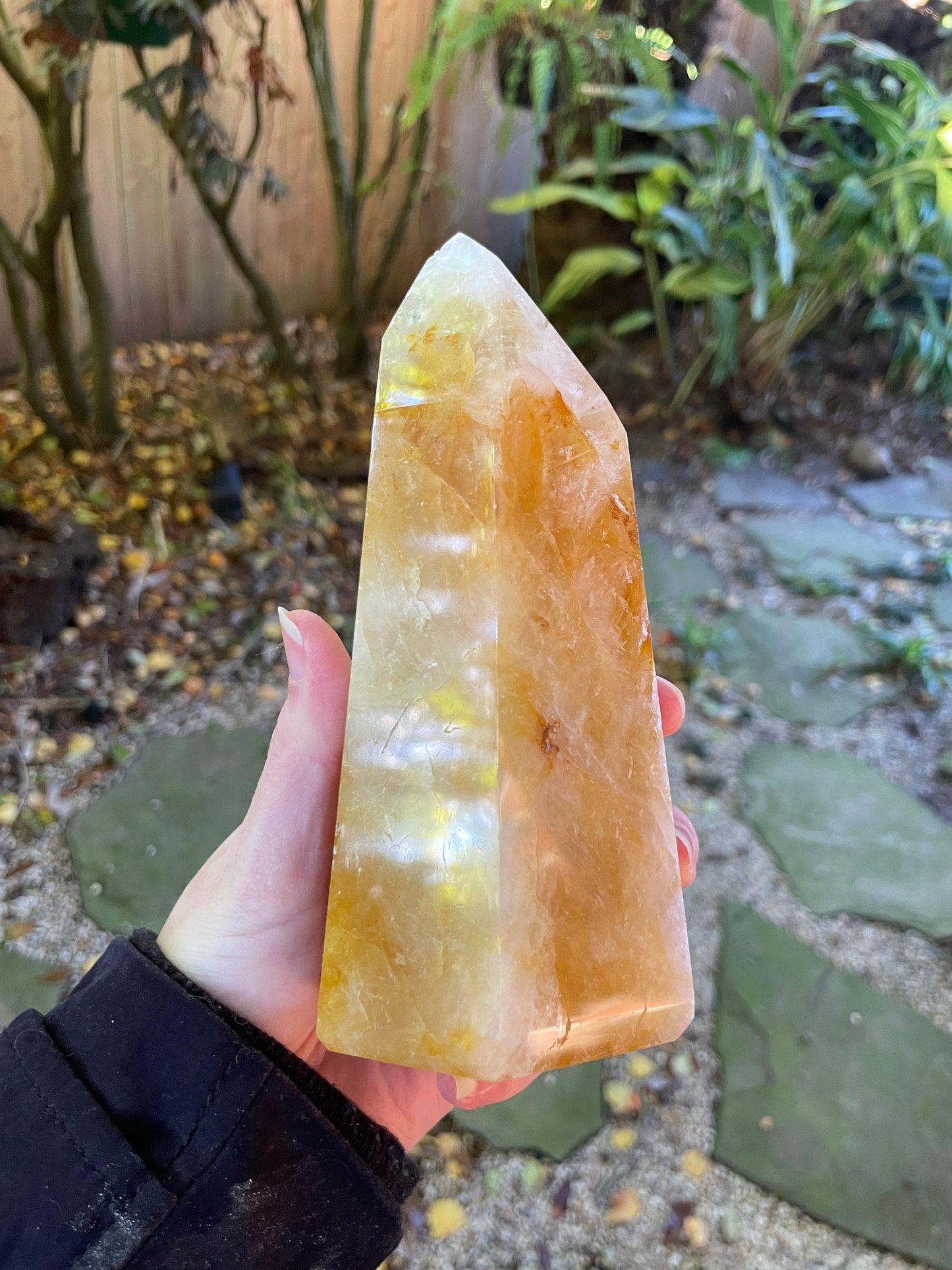 Yellow Golden Healer/Hematoid Iron Quartz Polished Tower 950g 2lbs 1.5oz  From Brazil Specimen Mineral Crystal