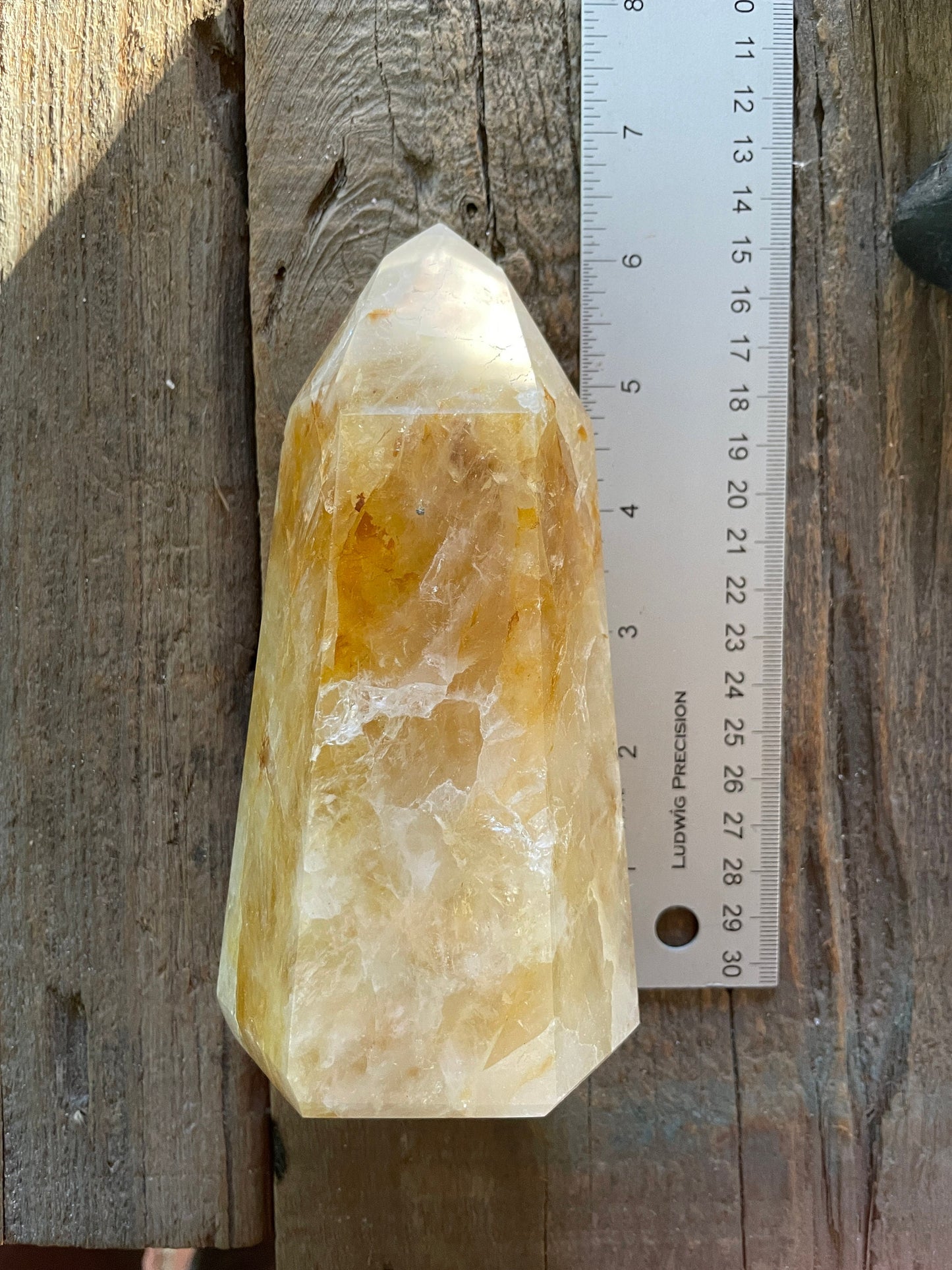 Yellow Golden Healer/Hematoid Iron Quartz Polished Tower 950g 2lbs 1.5oz  From Brazil Specimen Mineral Crystal