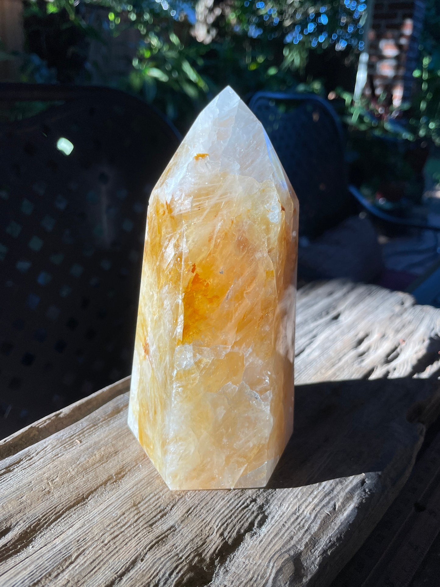 Yellow Golden Healer/Hematoid Iron Quartz Polished Tower 950g 2lbs 1.5oz  From Brazil Specimen Mineral Crystal