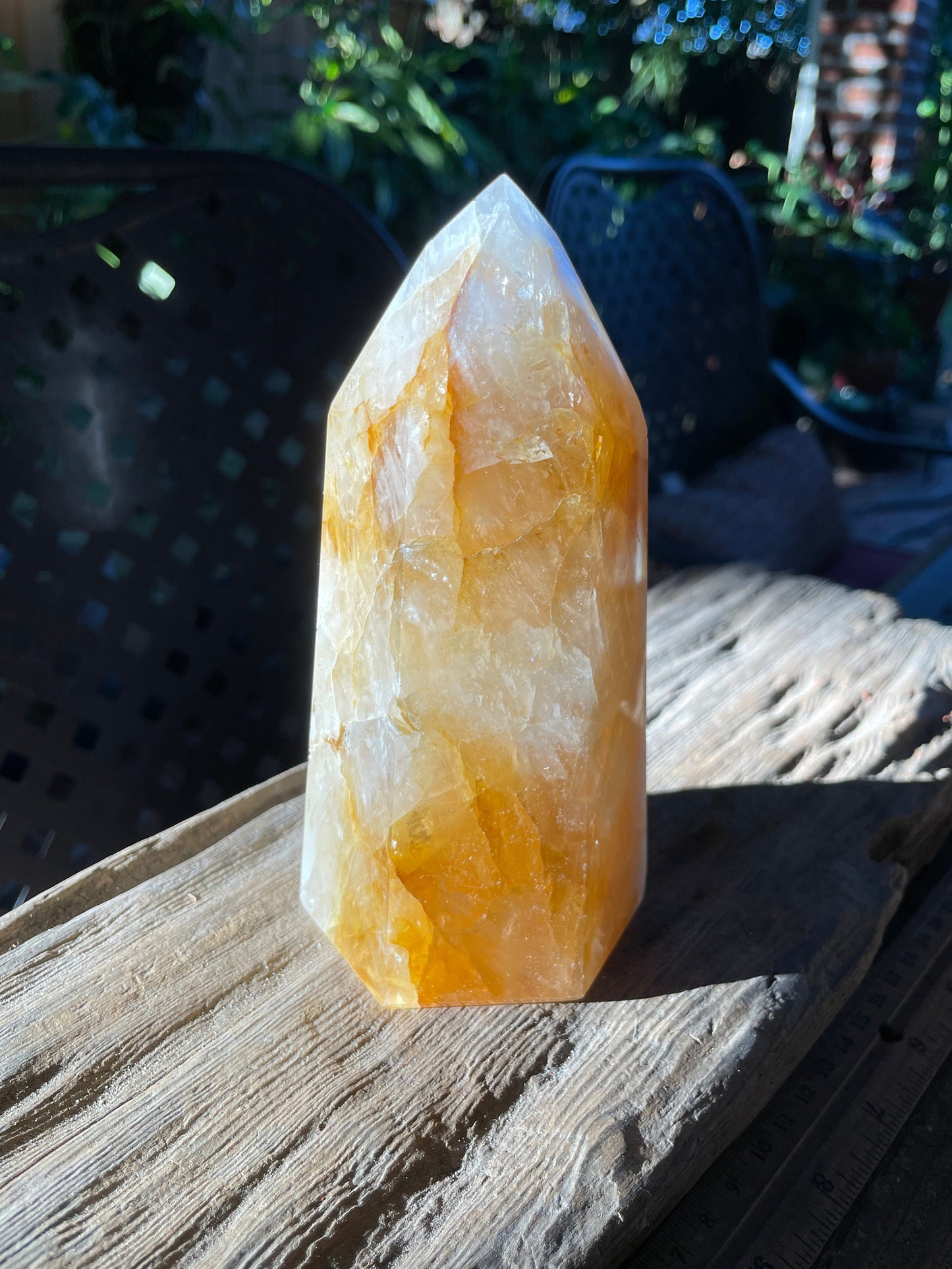 Yellow Golden Healer/Hematoid Iron Quartz Polished Tower 950g 2lbs 1.5oz  From Brazil Specimen Mineral Crystal