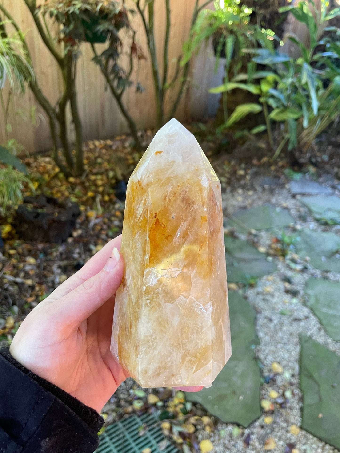 Yellow Golden Healer/Hematoid Iron Quartz Polished Tower 950g 2lbs 1.5oz  From Brazil Specimen Mineral Crystal