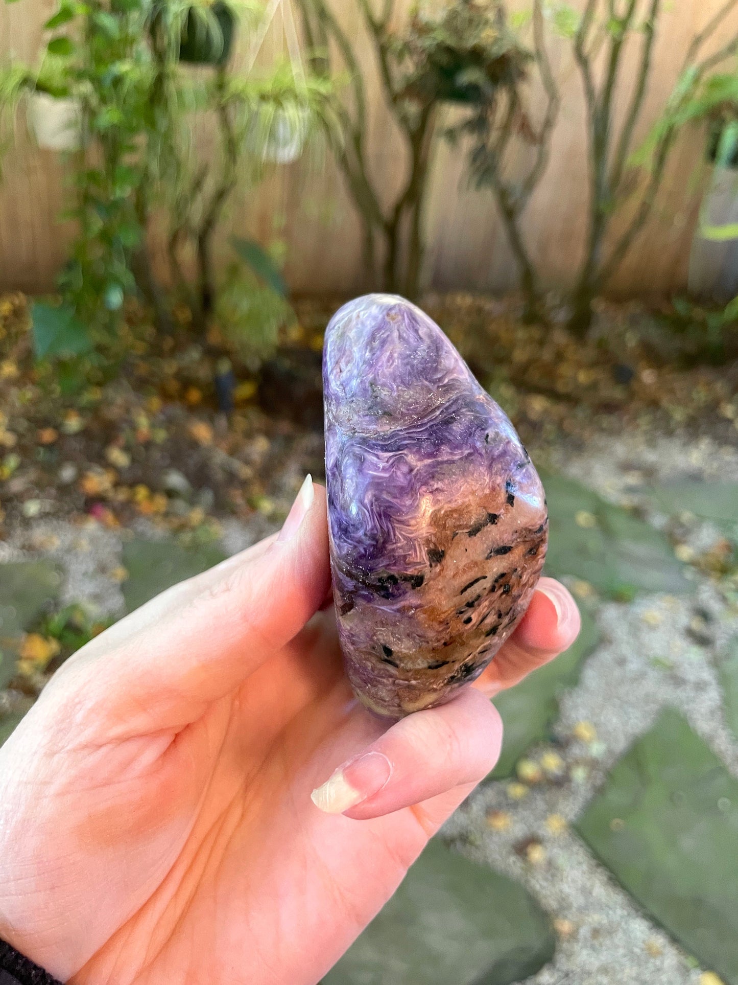 Rare Large Charoite Palm Stone Specimen 224.5g From Sakha Republic, Siberia, Russia Mineral