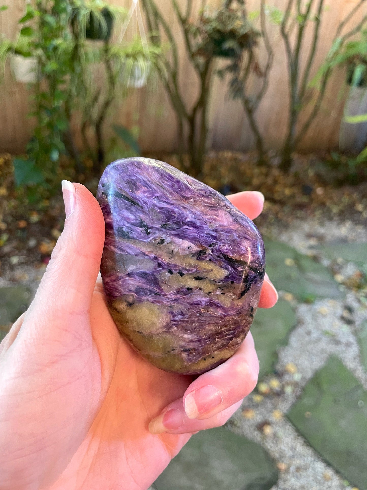 Rare Large Charoite Palm Stone Specimen 224.5g From Sakha Republic, Siberia, Russia Mineral