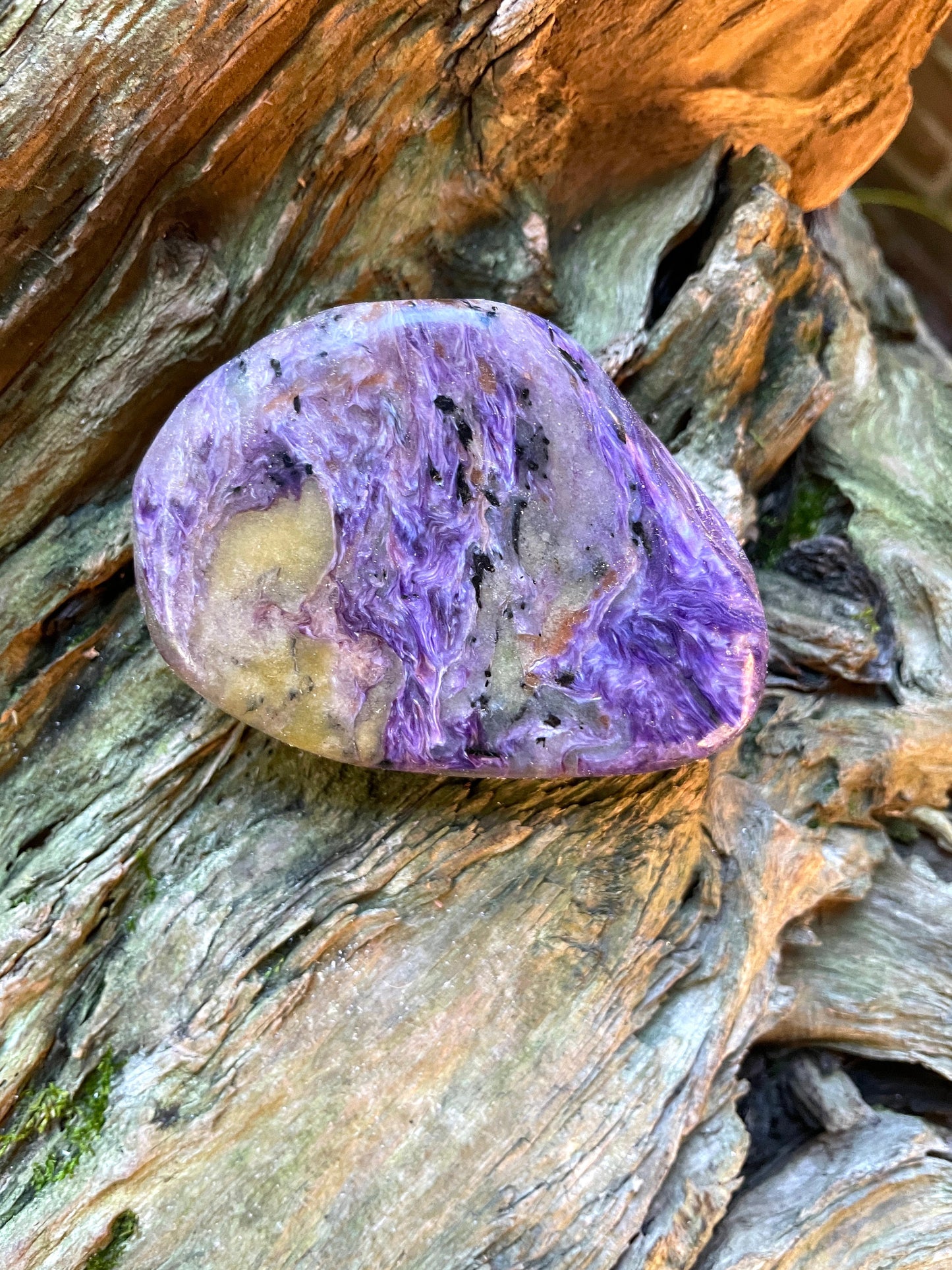 Rare Large Charoite Palm Stone Specimen 224.5g From Sakha Republic, Siberia, Russia Mineral