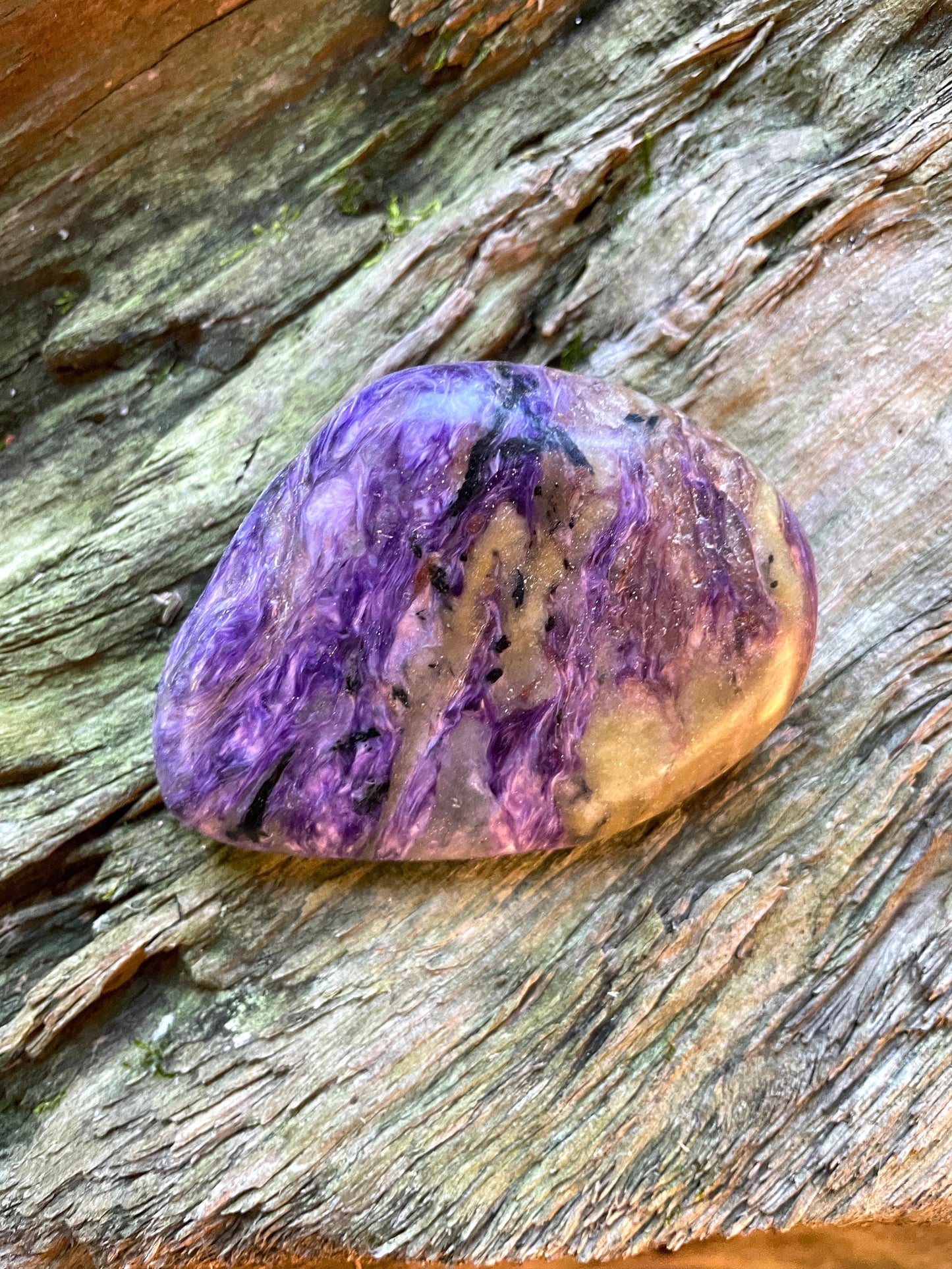 Rare Large Charoite Palm Stone Specimen 224.5g From Sakha Republic, Siberia, Russia Mineral