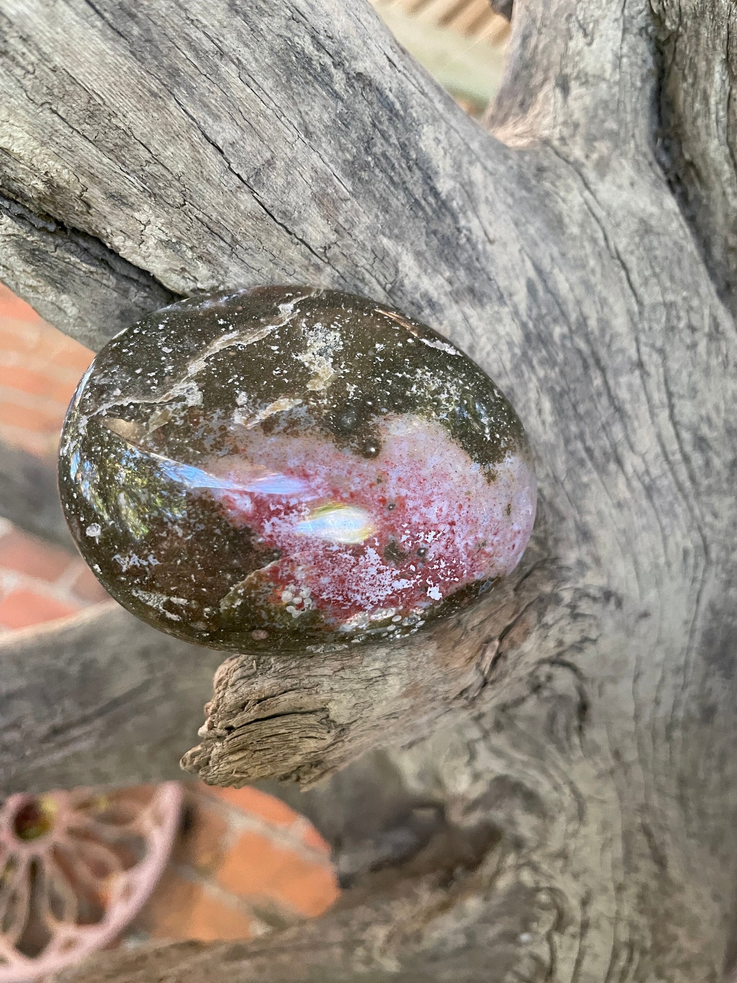 Beautiful Ocean Jasper Palm Stone 124.2g From Madagascar Specimen