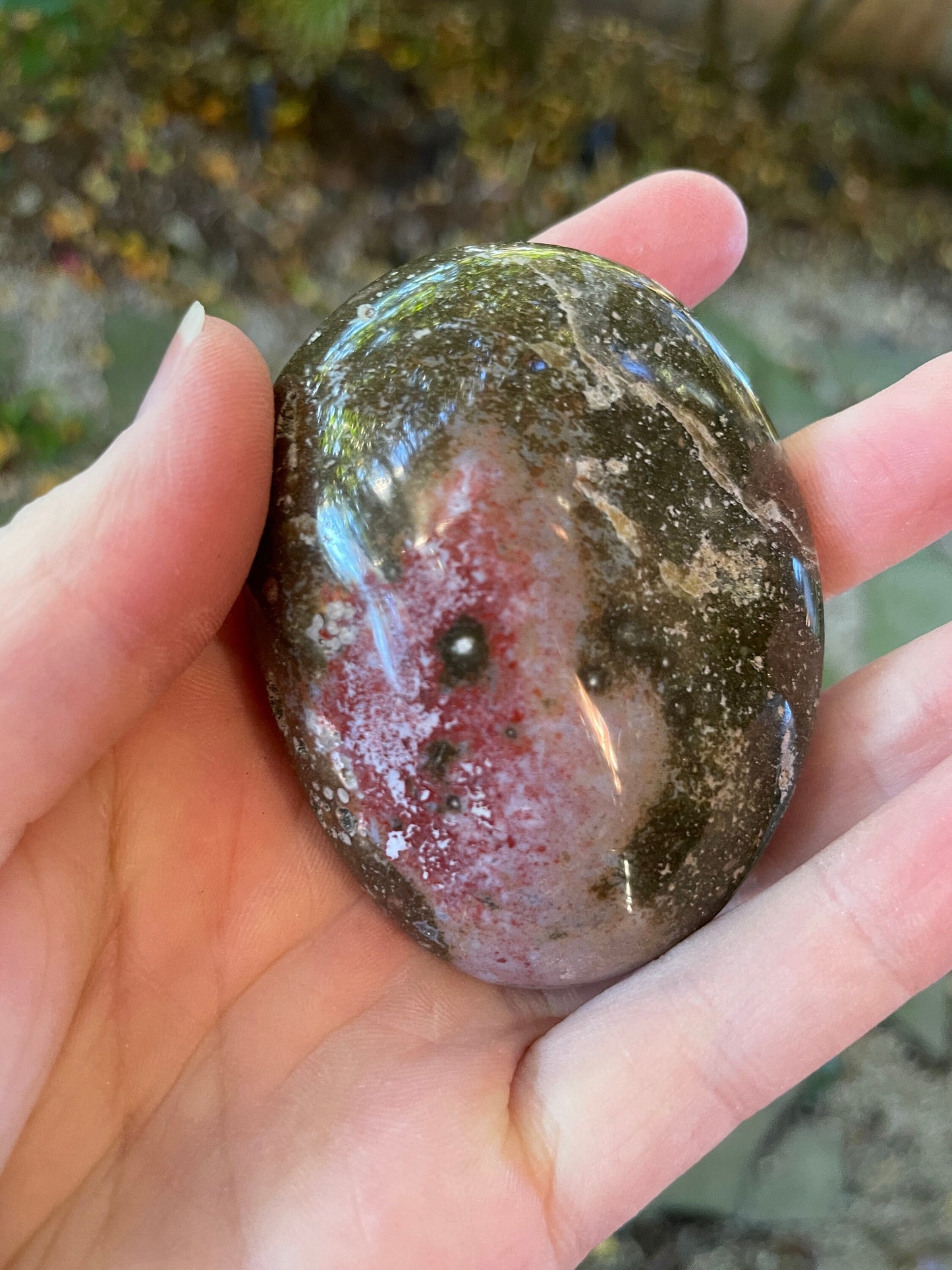 Beautiful Ocean Jasper Palm Stone 124.2g From Madagascar Specimen