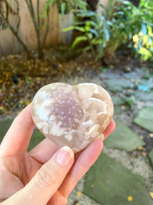 Flower Agate chalcedony Heart Stone Specimen 151.9g from Madagascar Mineral Crystal