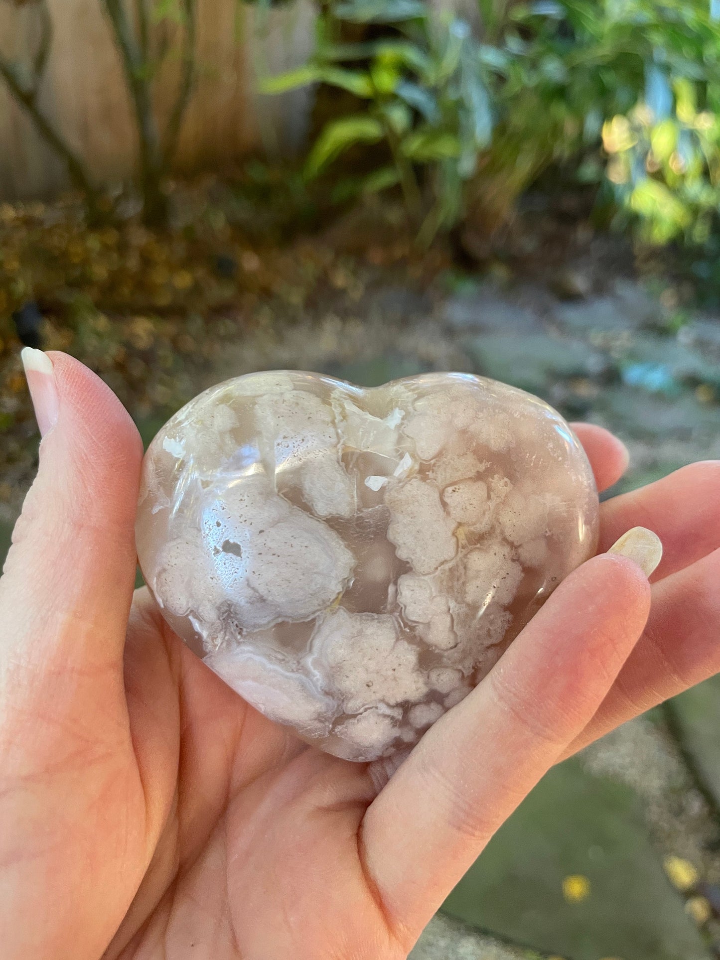 Flower Agate chalcedony Heart Stone Specimen 151.9g from Madagascar Mineral Crystal