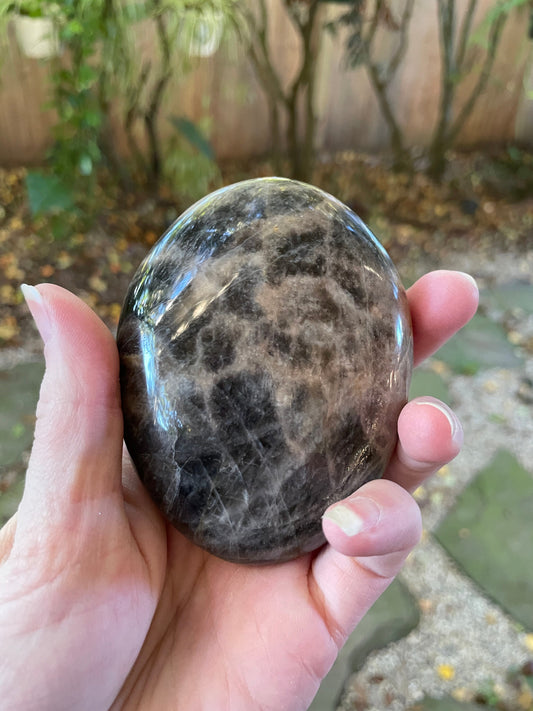 Black Moonstone Palm Stone Gallete 248g Specimen From Madagascar Mineral Crystal