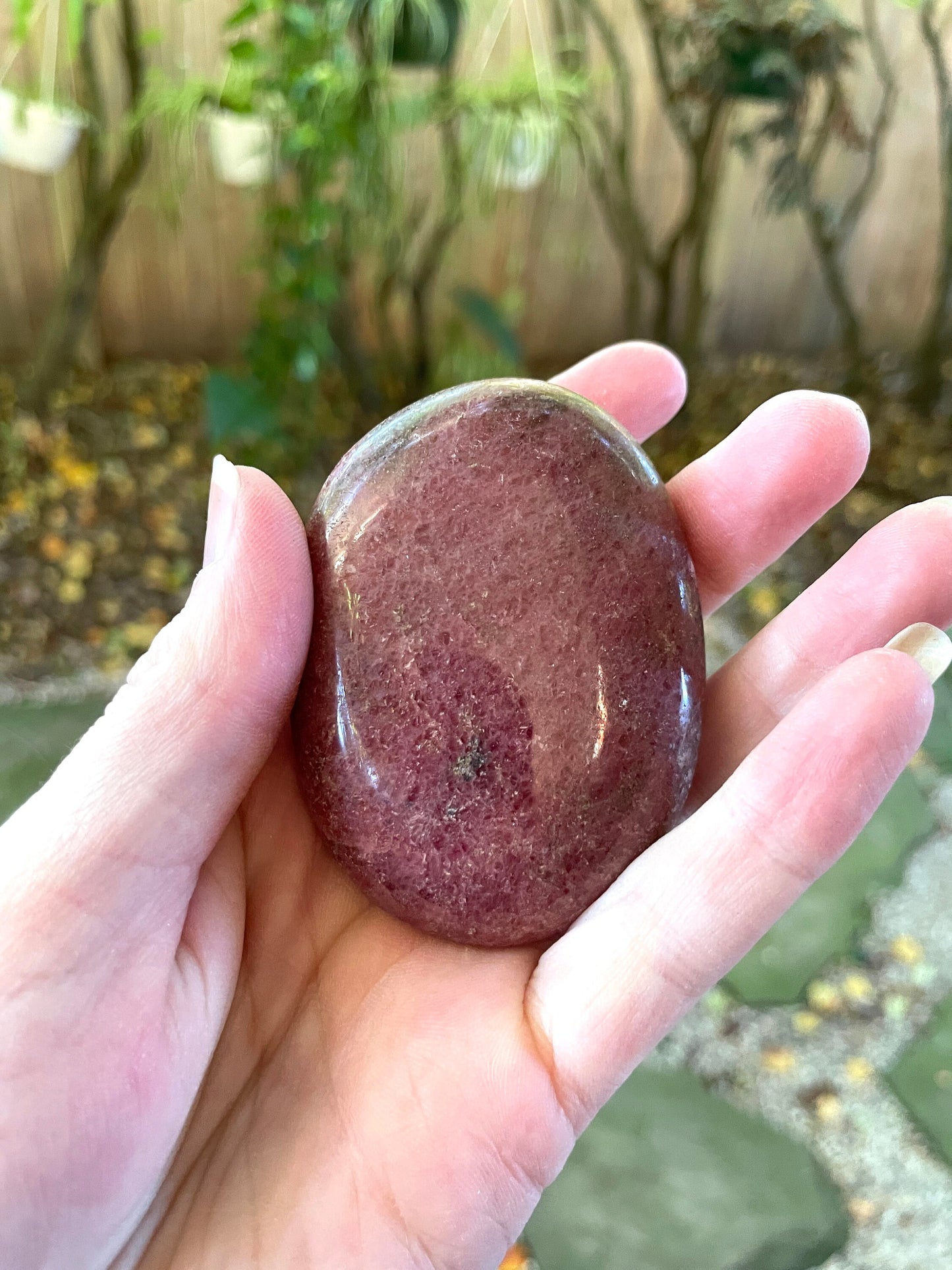 Beautiful Polished Palm Stone Rhodonite Specimen 153.7g From Madagascar Mineral Crystal