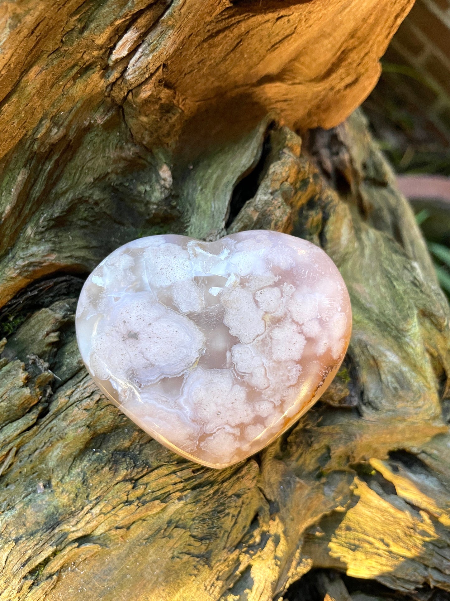 Flower Agate chalcedony Heart Stone Specimen 151.9g from Madagascar Mineral Crystal