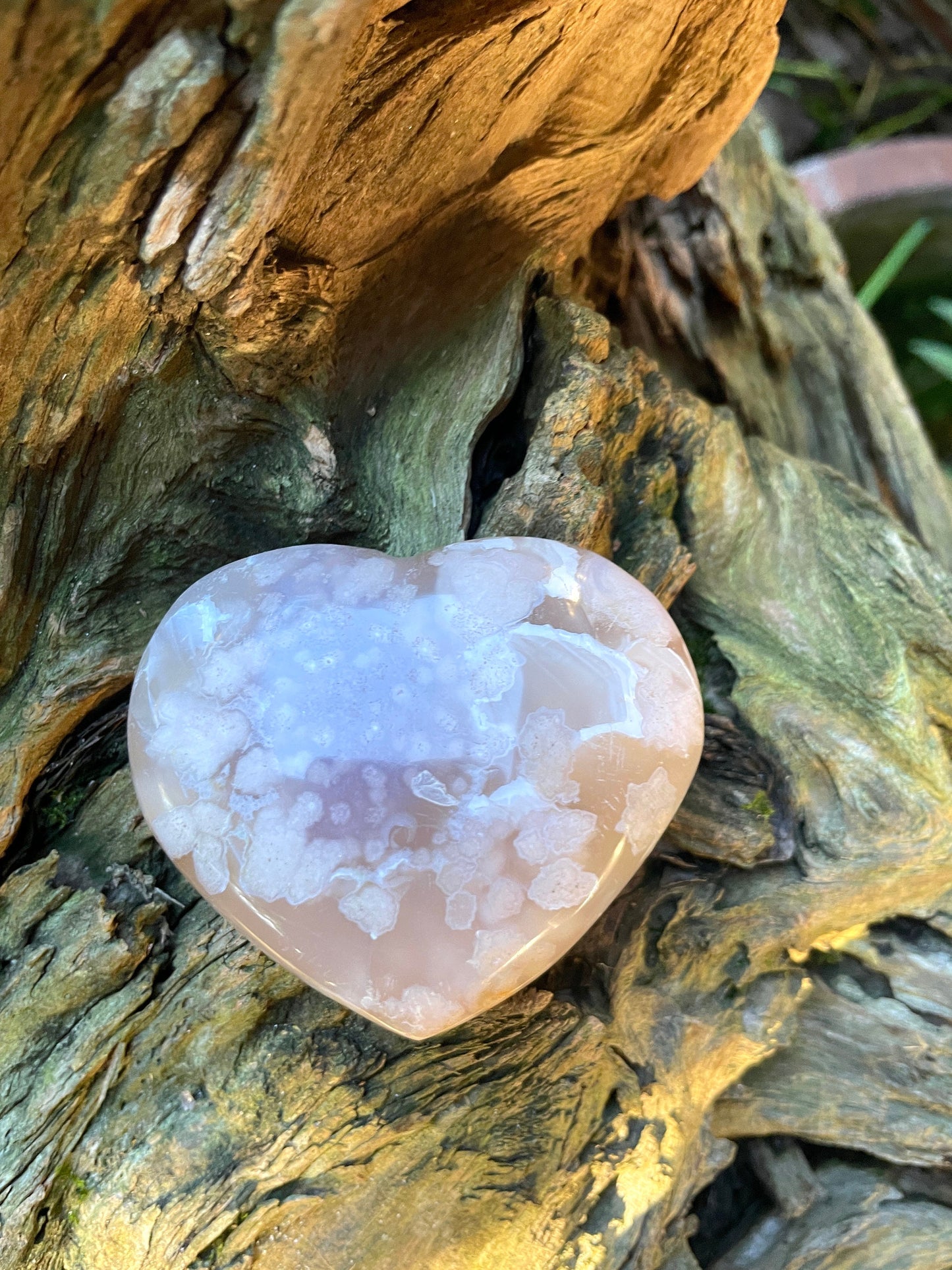 Flower Agate chalcedony Heart Stone Specimen 151.9g from Madagascar Mineral Crystal