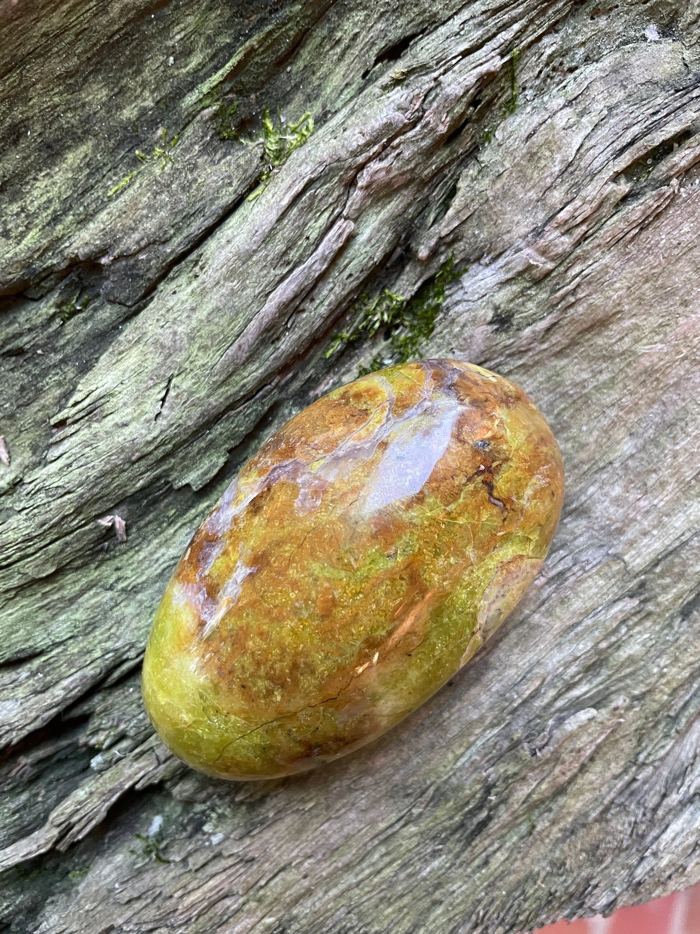 Polished Green Opal Palm Stone From Madagascar, Specimen 130.9g Mineral Crystal