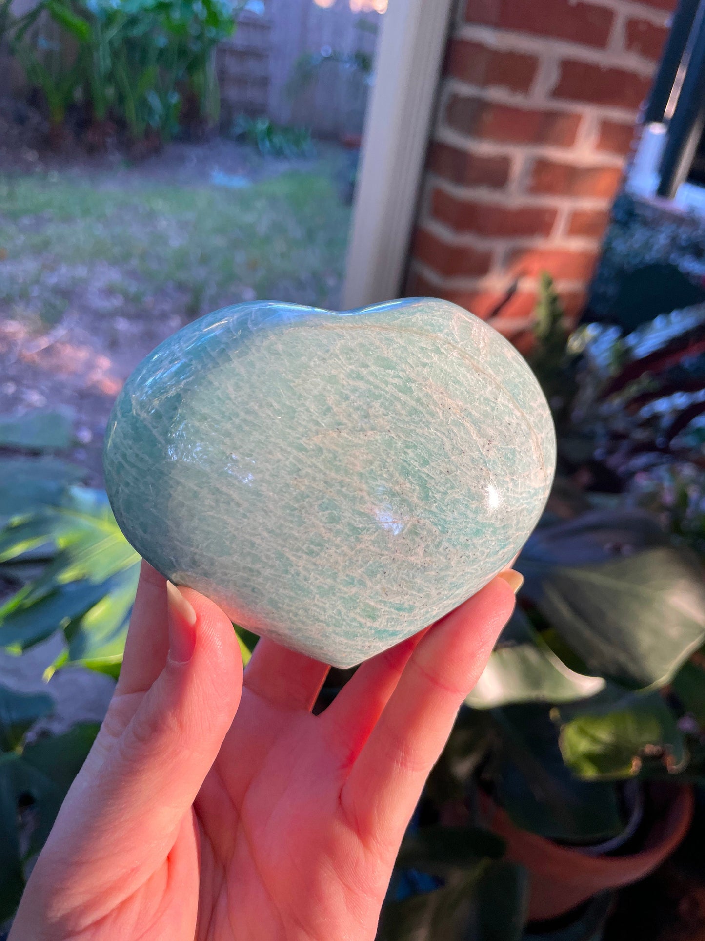 Medium Blue Polished Amazonite Heart 412g From Madagascar Mineral Crystal