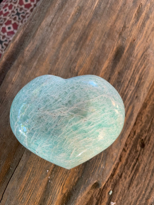 Medium Blue Polished Amazonite Heart 412g From Madagascar Mineral Crystal