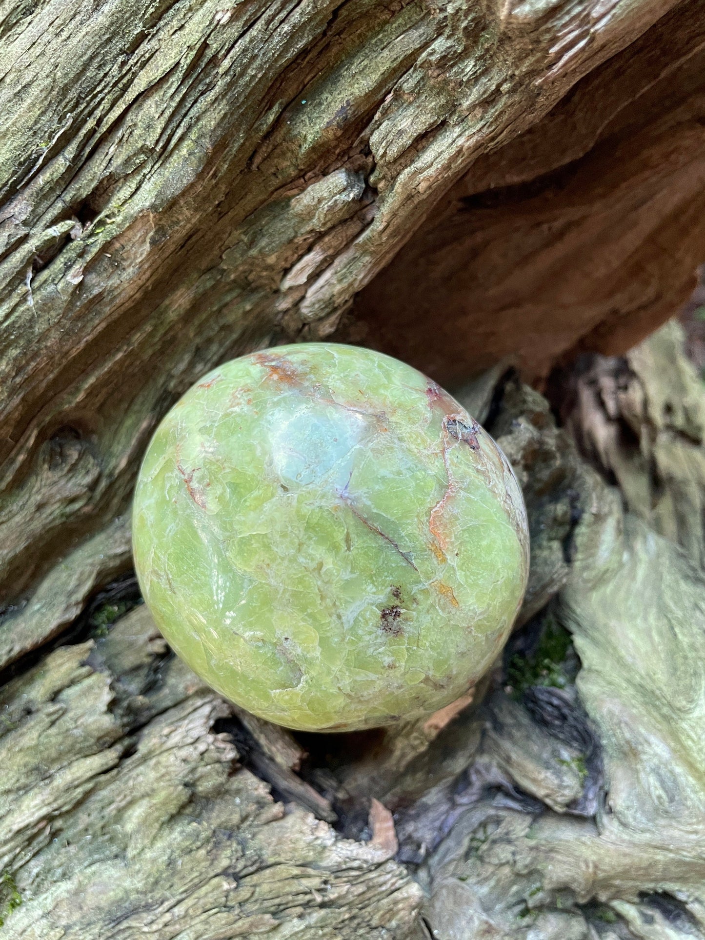 Polished Green Opal Palm Stone From Madagascar, Specimen 246.5g Mineral Crystal