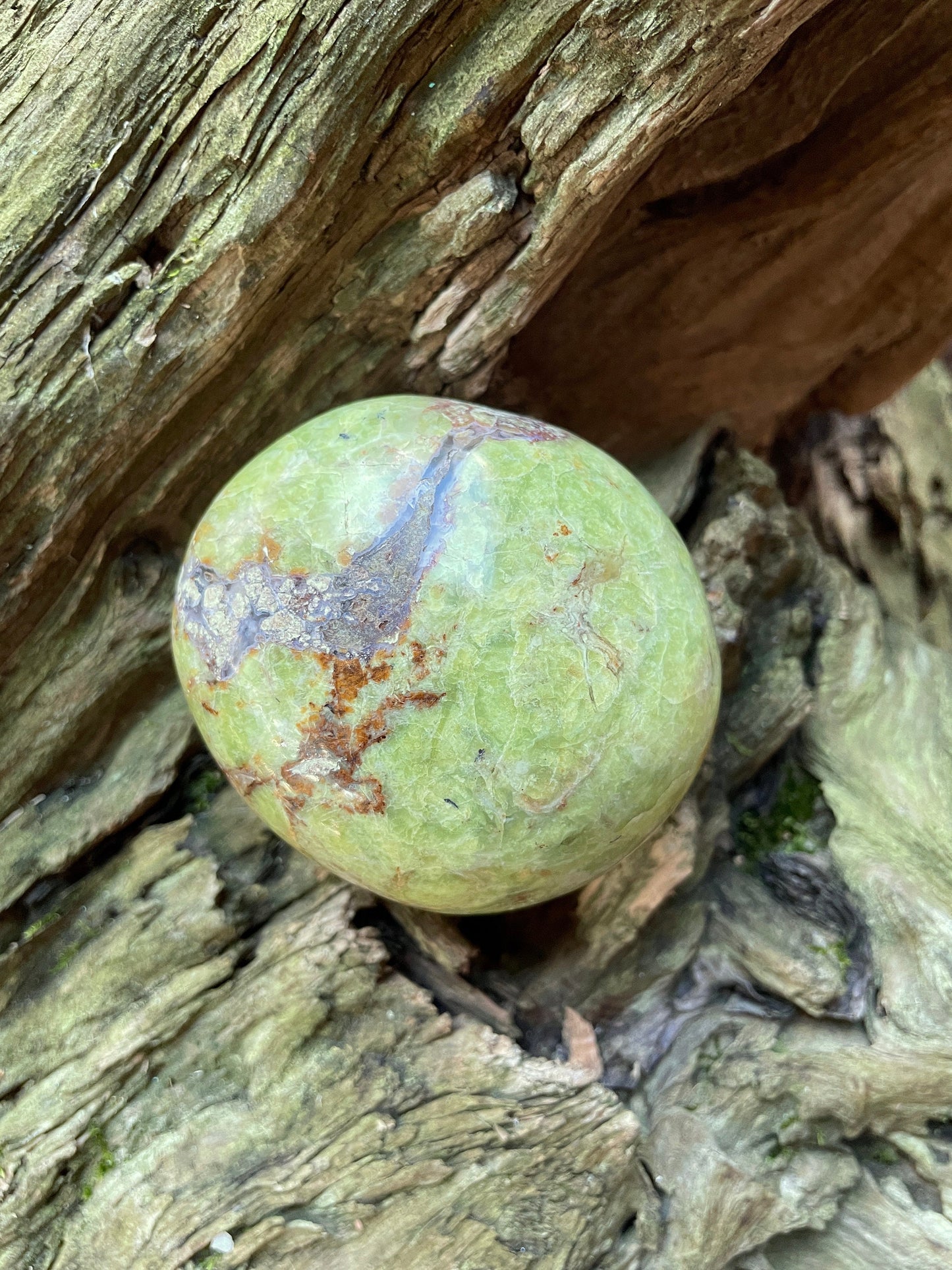 Polished Green Opal Palm Stone From Madagascar, Specimen 246.5g Mineral Crystal