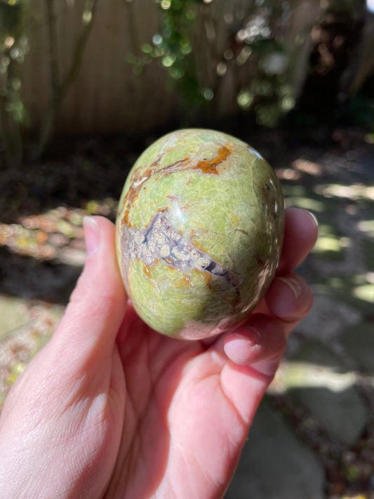 Polished Green Opal Palm Stone From Madagascar, Specimen 246.5g Mineral Crystal