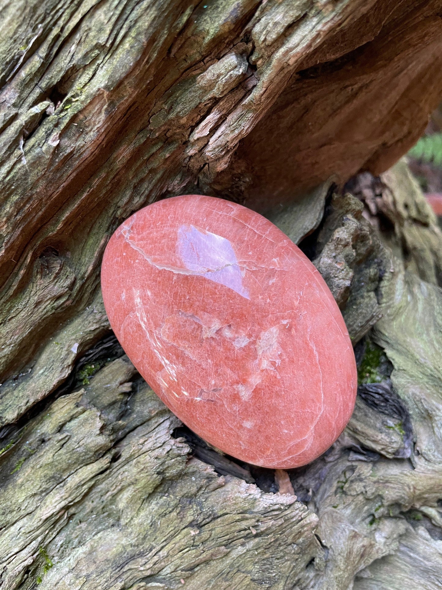 Peach Moonstone Palm Stone Gallete 192.3g Specimen From Madagascar