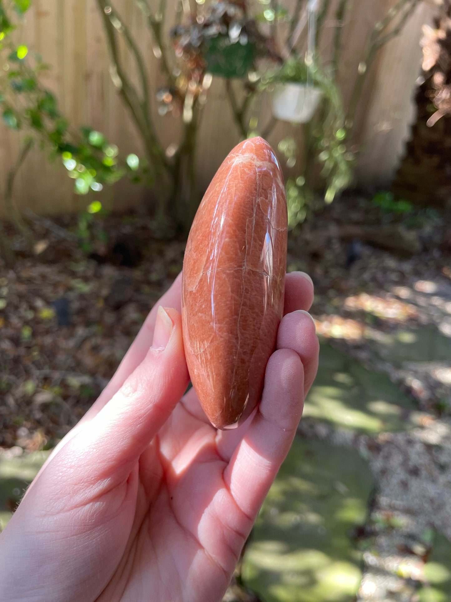 Peach Moonstone Palm Stone Gallete 192.3g Specimen From Madagascar