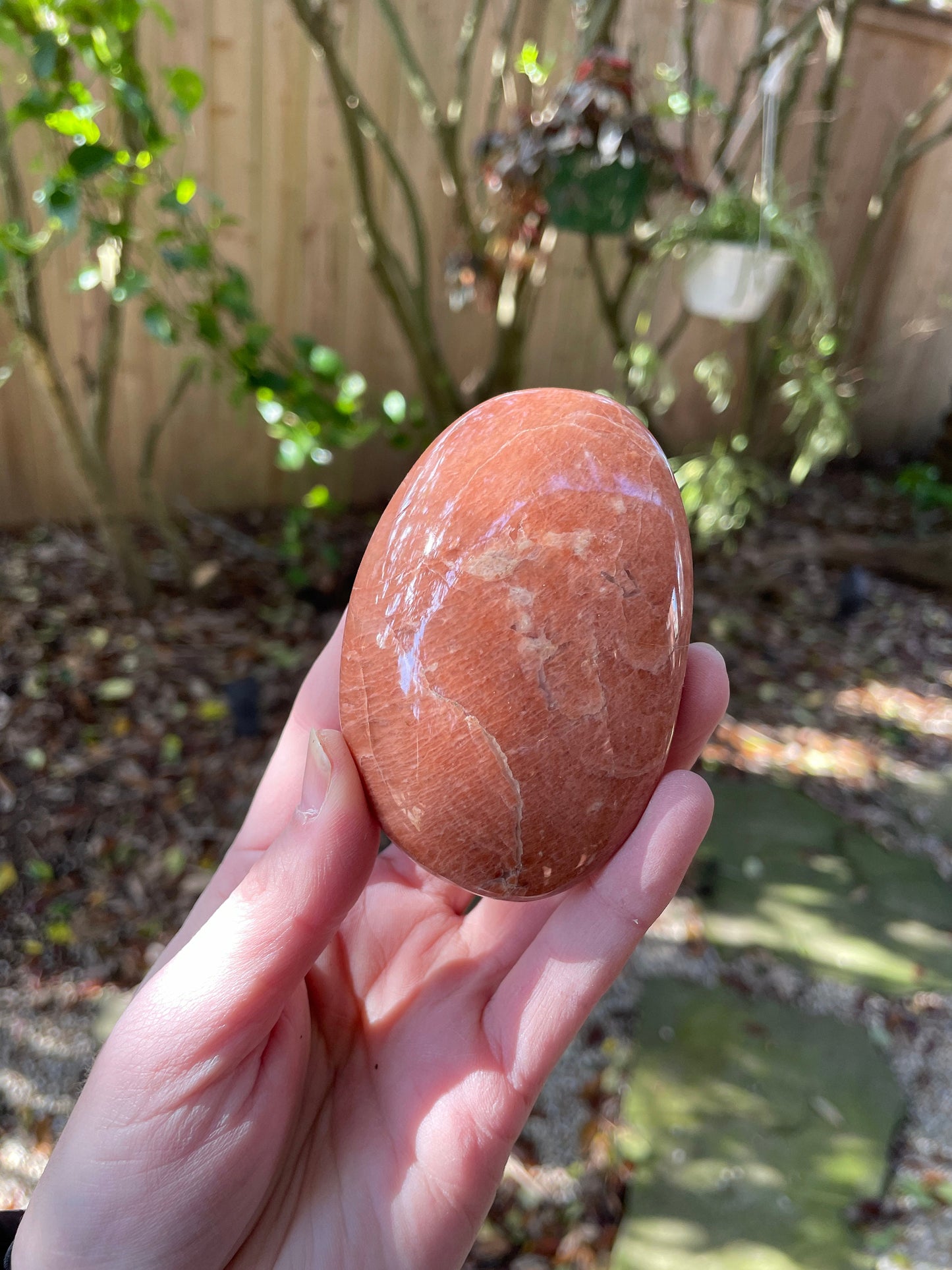 Peach Moonstone Palm Stone Gallete 192.3g Specimen From Madagascar