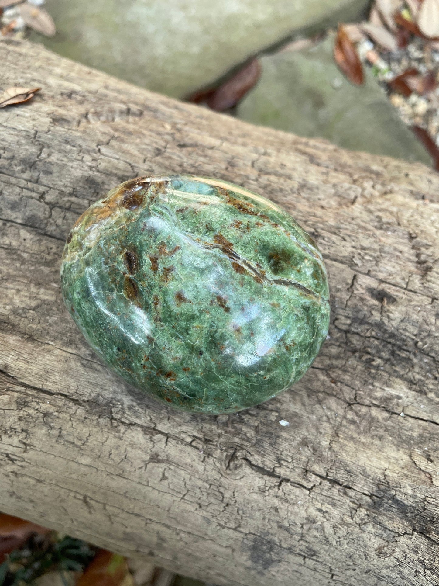 Polished Green Chrysocolla Palm Stone From Madagascar, Specimen 166.5g