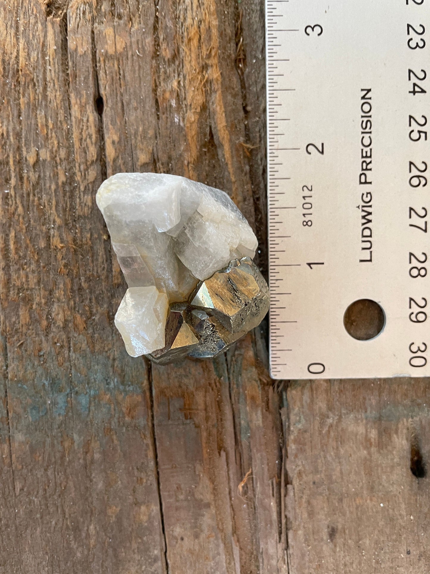 Beautiful Rare Natural Raw Pyrite Crystal With Calcite Specimen39.4g, Shiver Boyaca, Columbia