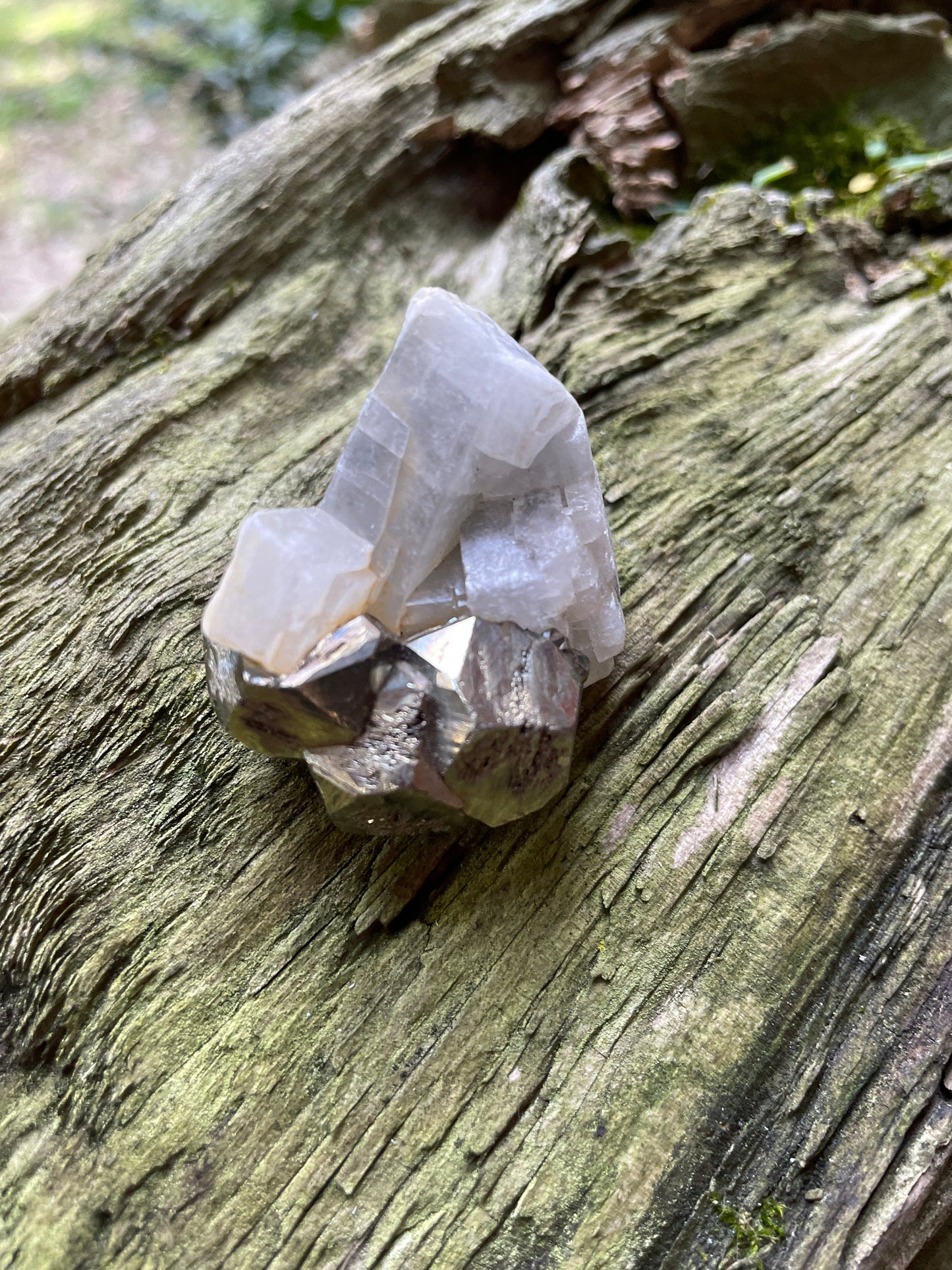 Beautiful Rare Natural Raw Pyrite Crystal With Calcite Specimen39.4g, Shiver Boyaca, Columbia