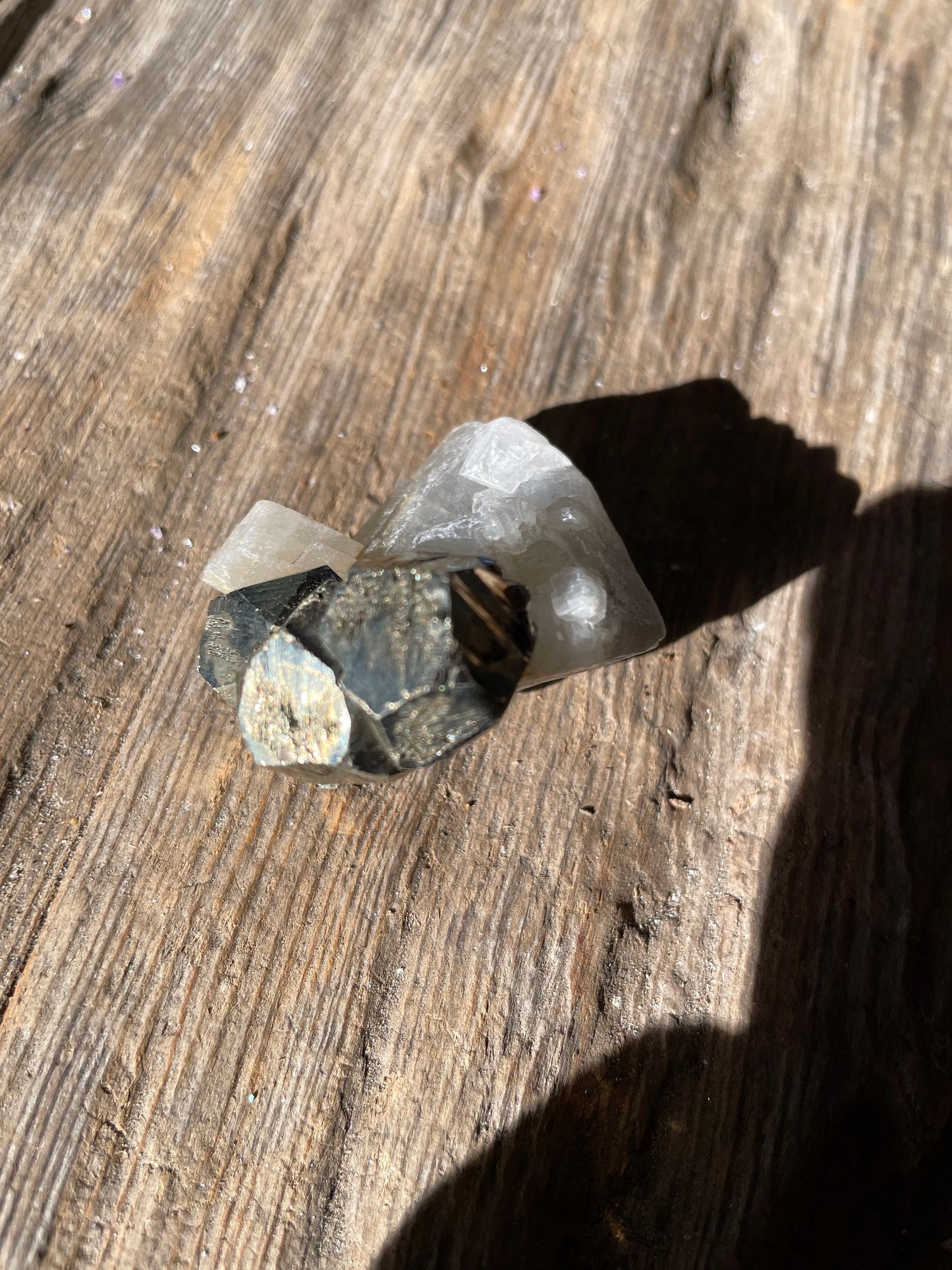 Beautiful Rare Natural Raw Pyrite Crystal With Calcite Specimen39.4g, Shiver Boyaca, Columbia
