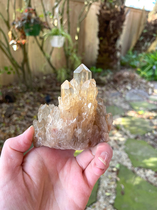 Natural Smokey Citrine Elestial Cathedral Quartz From Congo 265.3g Specimen Mineral Crystal