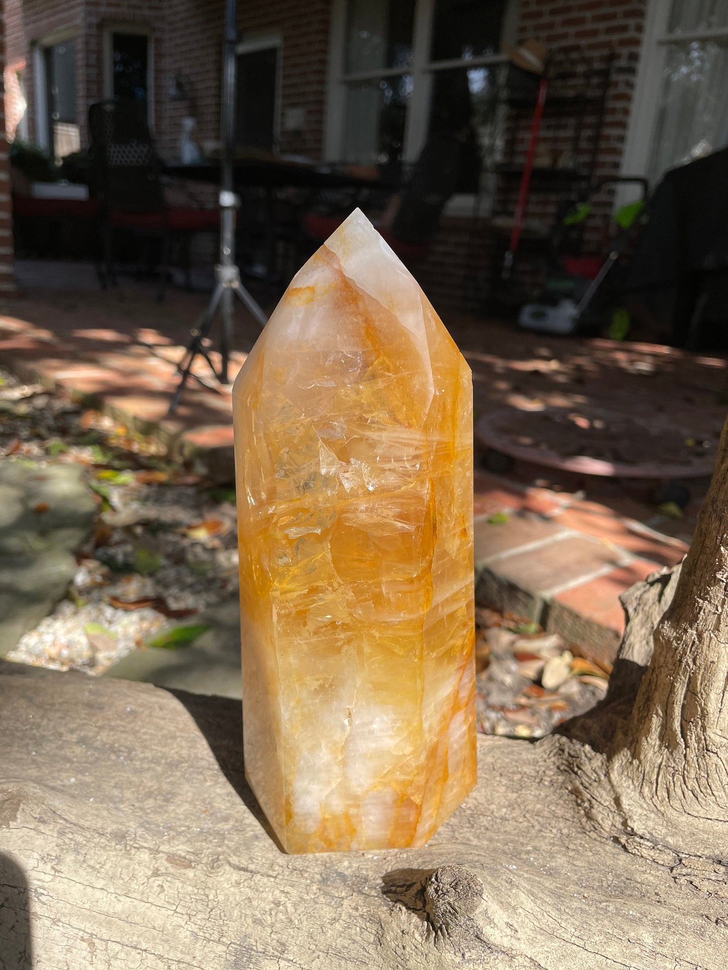 Yellow Golden Healer/Hematoid Iron Quartz Polished Tower 1586g 3lbs 8oz  From Brazil Specimen Mineral Crystal