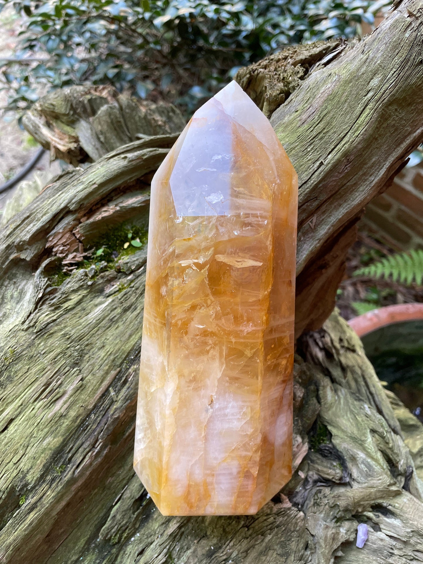 Yellow Golden Healer/Hematoid Iron Quartz Polished Tower 1586g 3lbs 8oz  From Brazil Specimen Mineral Crystal