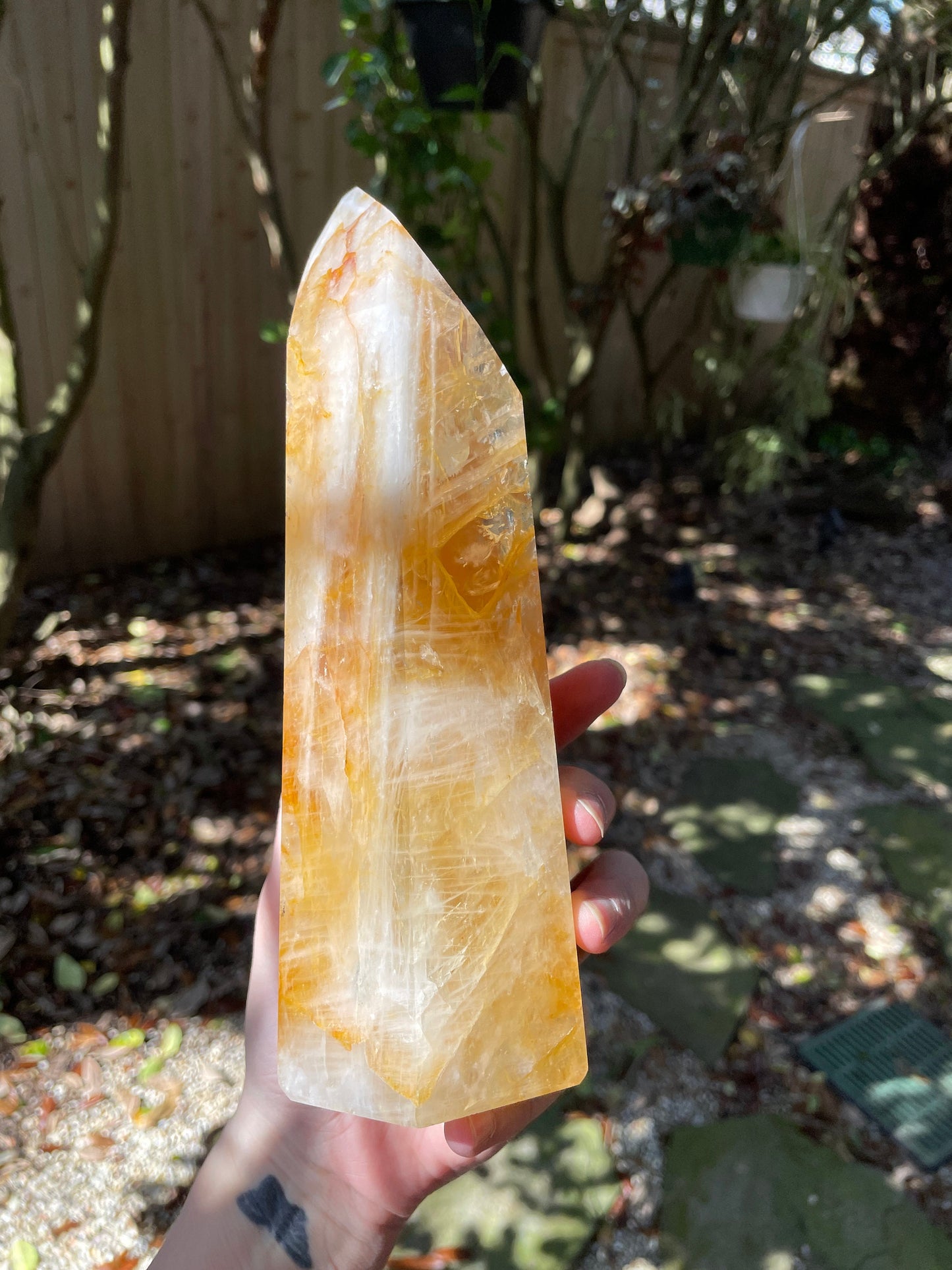 Yellow Golden Healer/Hematoid Iron Quartz Polished Tower 1586g 3lbs 8oz  From Brazil Specimen Mineral Crystal