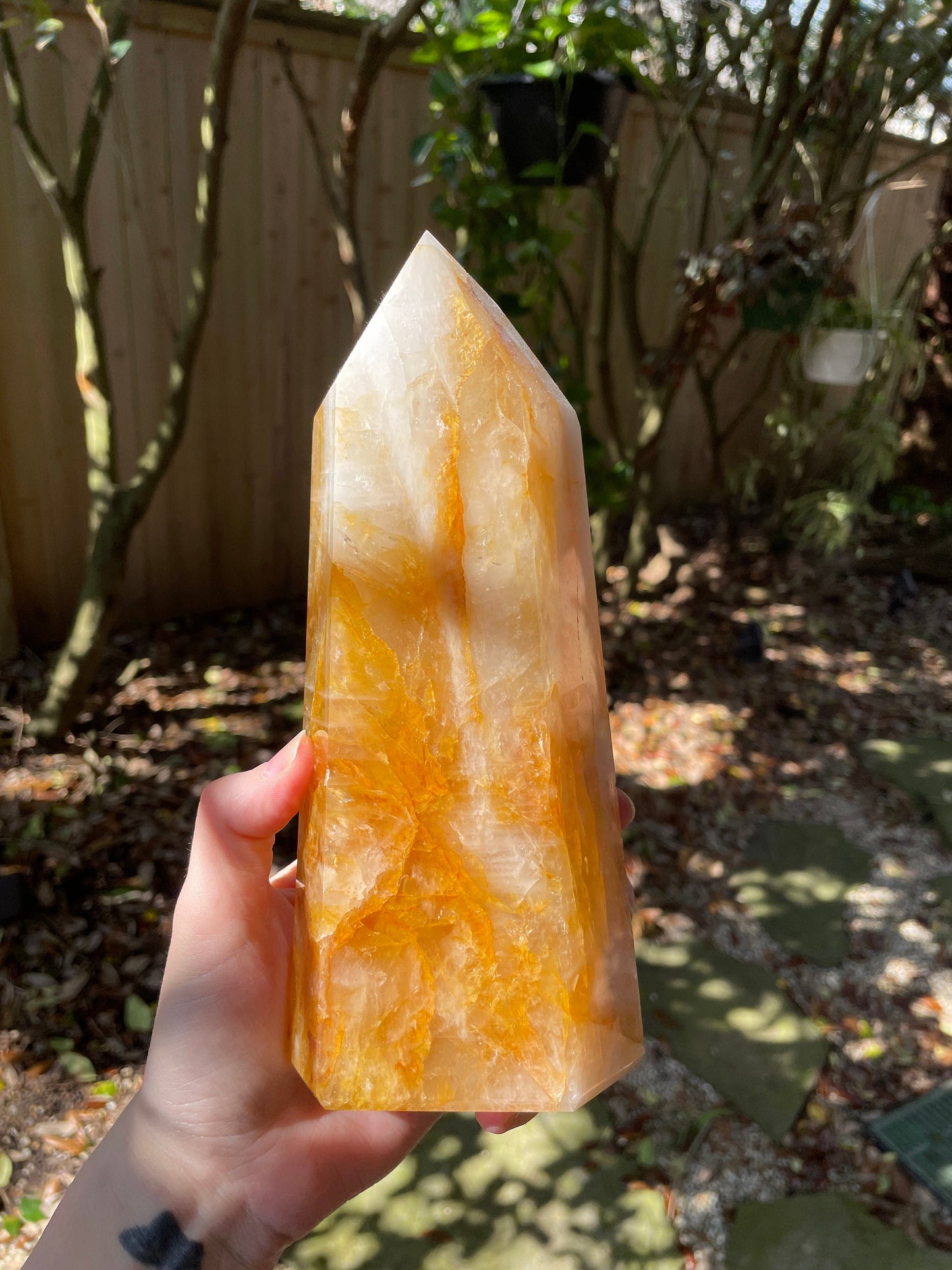 Yellow Golden Healer/Hematoid Iron Quartz Polished Tower 1586g 3lbs 8oz  From Brazil Specimen Mineral Crystal
