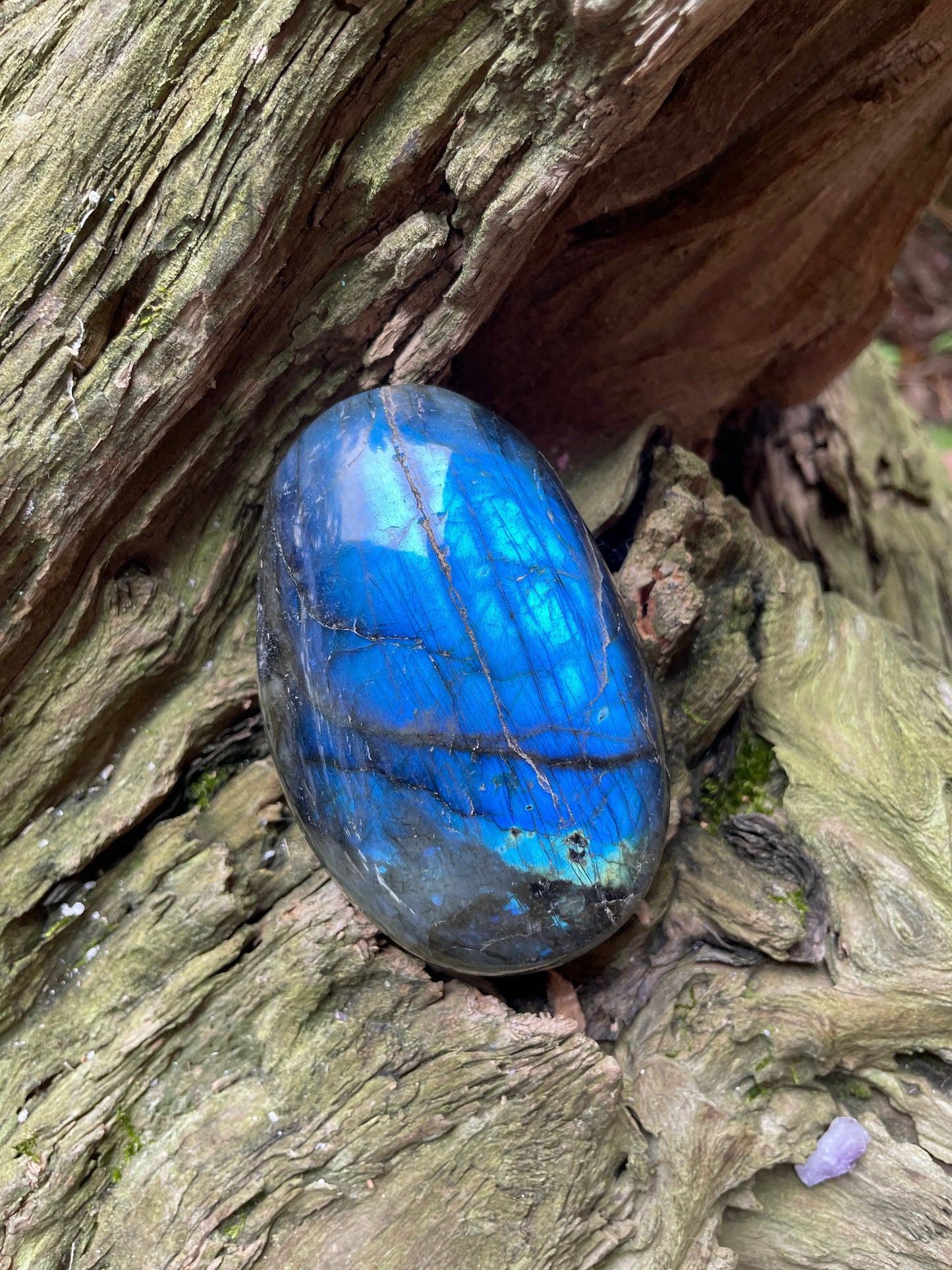 Lovely Polished  Labradorite Palm Stone247.3g Great Flash From Madagascar Mineral Crystal