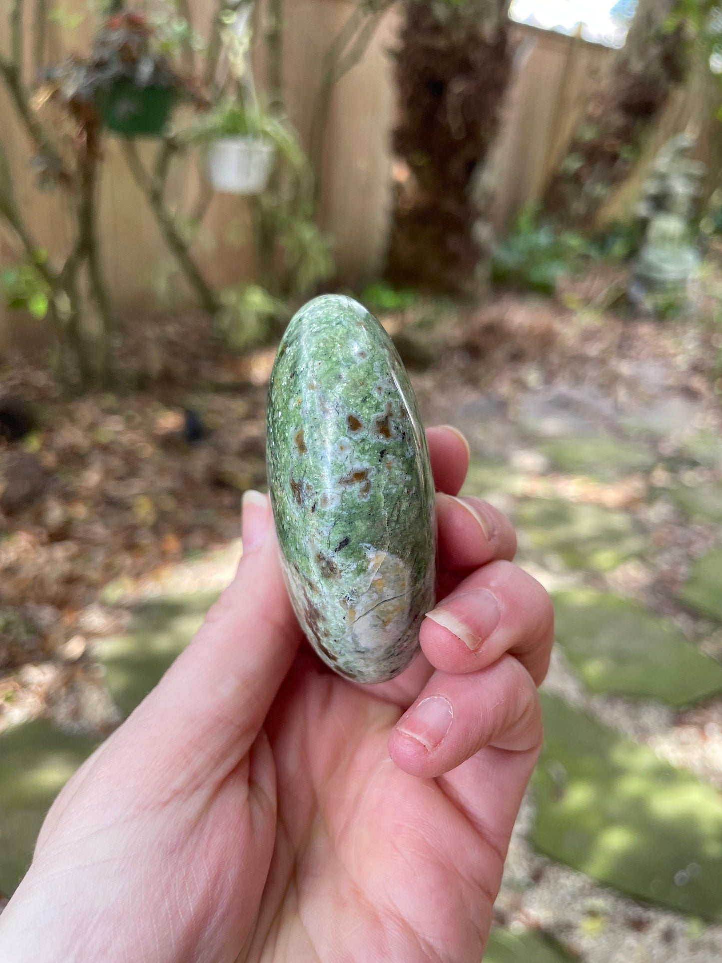 Polished Green Chrysocolla Palm Stone From Madagascar, Specimen 121.1g