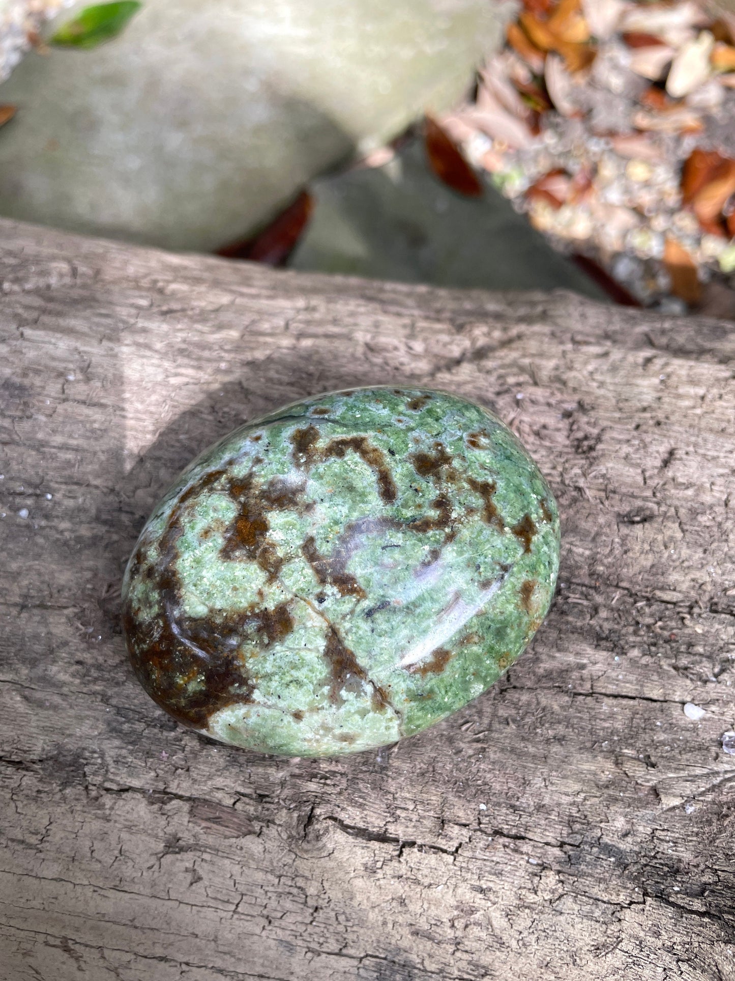 Polished Green Chrysocolla Palm Stone From Madagascar, Specimen 121.1g