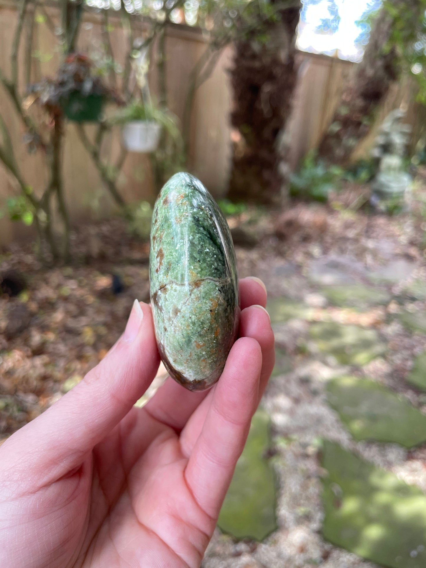 Polished Green Chrysocolla Palm Stone From Madagascar, Specimen 121.1g