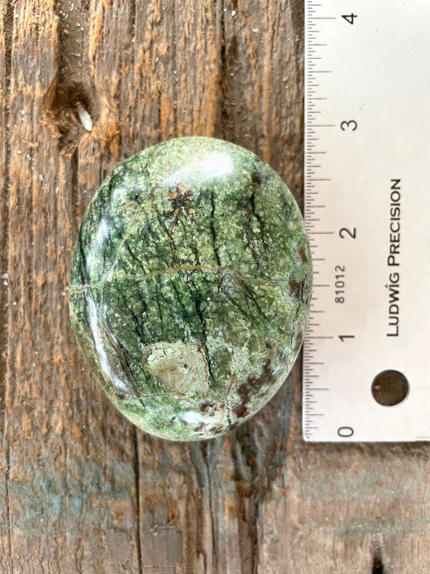 Polished Green Chrysocolla Palm Stone From Madagascar, Specimen 121.1g