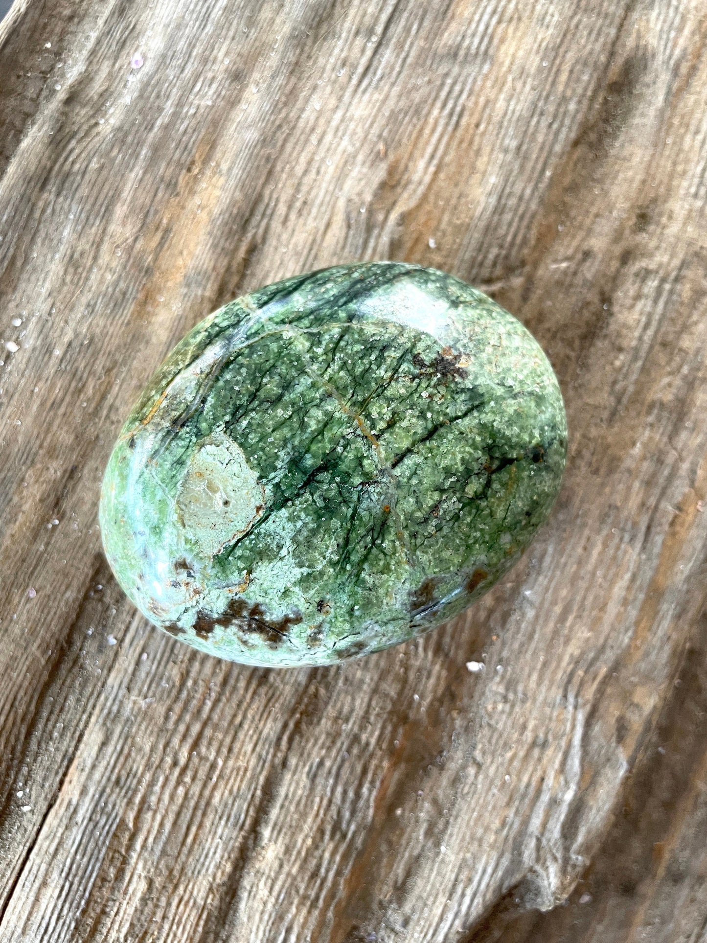 Polished Green Chrysocolla Palm Stone From Madagascar, Specimen 121.1g