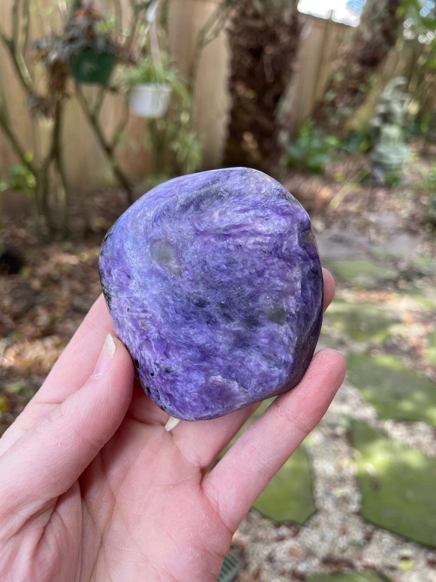 Rare Charoite Palm Stone Specimen 169.2g From Sakha Republic, Siberia, Russia Mineral