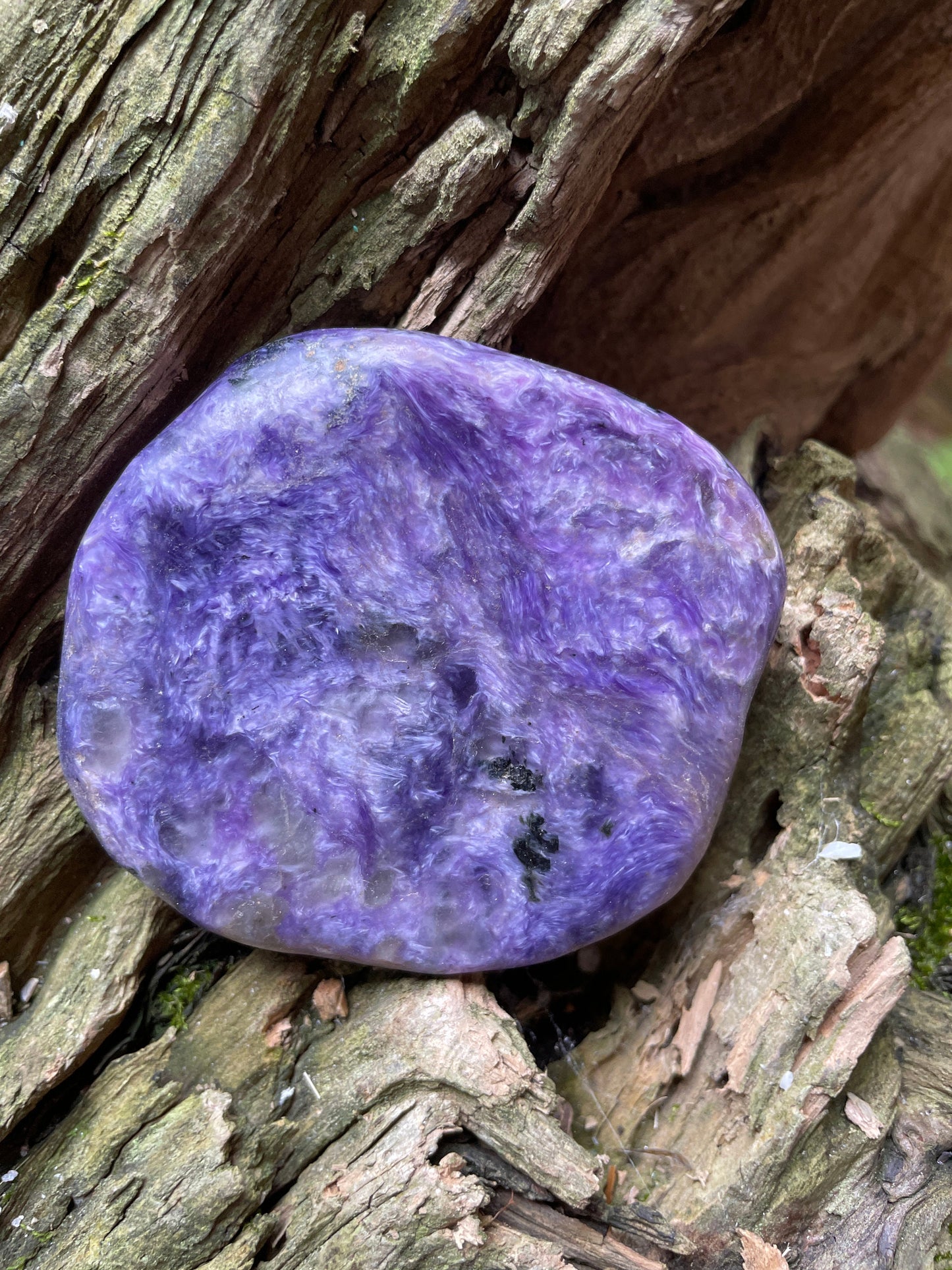 Rare Charoite Palm Stone Specimen 169.2g From Sakha Republic, Siberia, Russia Mineral